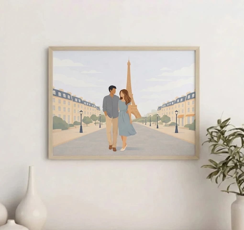 Personalized artwork made from an engagement photo