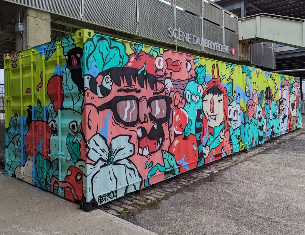Astro on double container, in Old Montreal