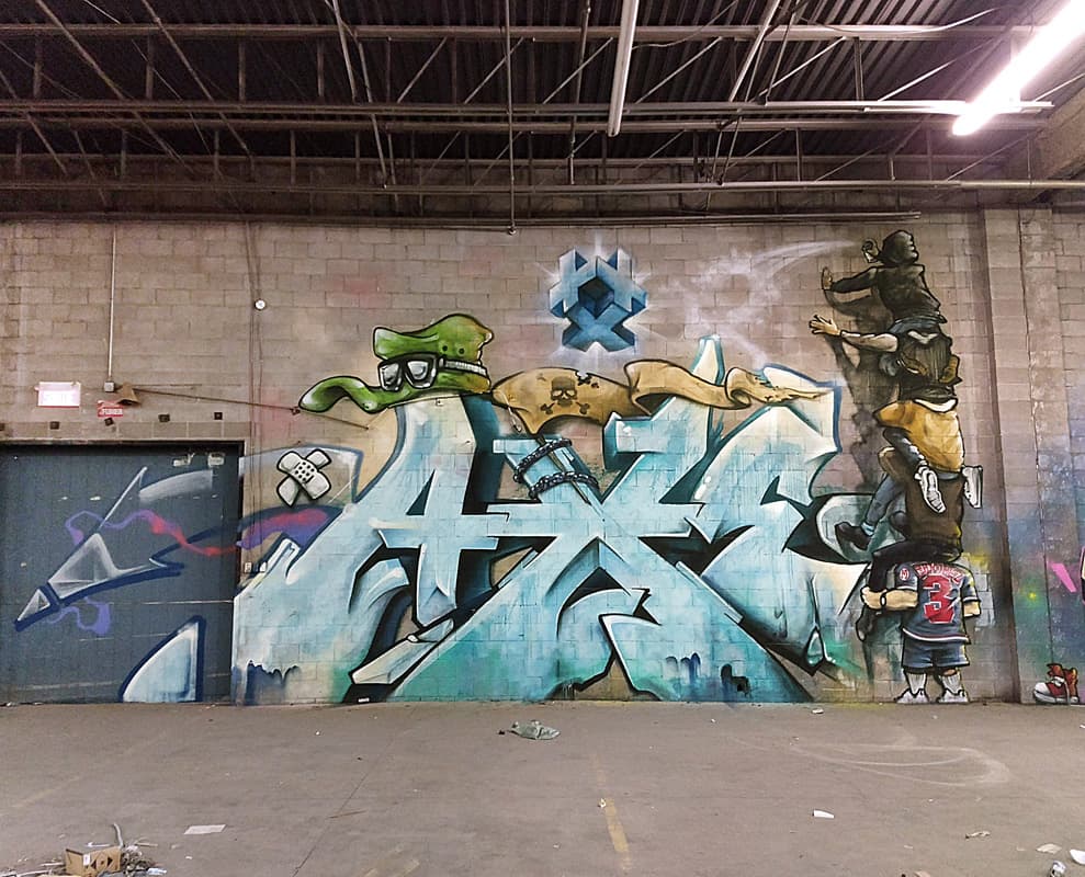 Axe Lalime in an abandoned warehouse
