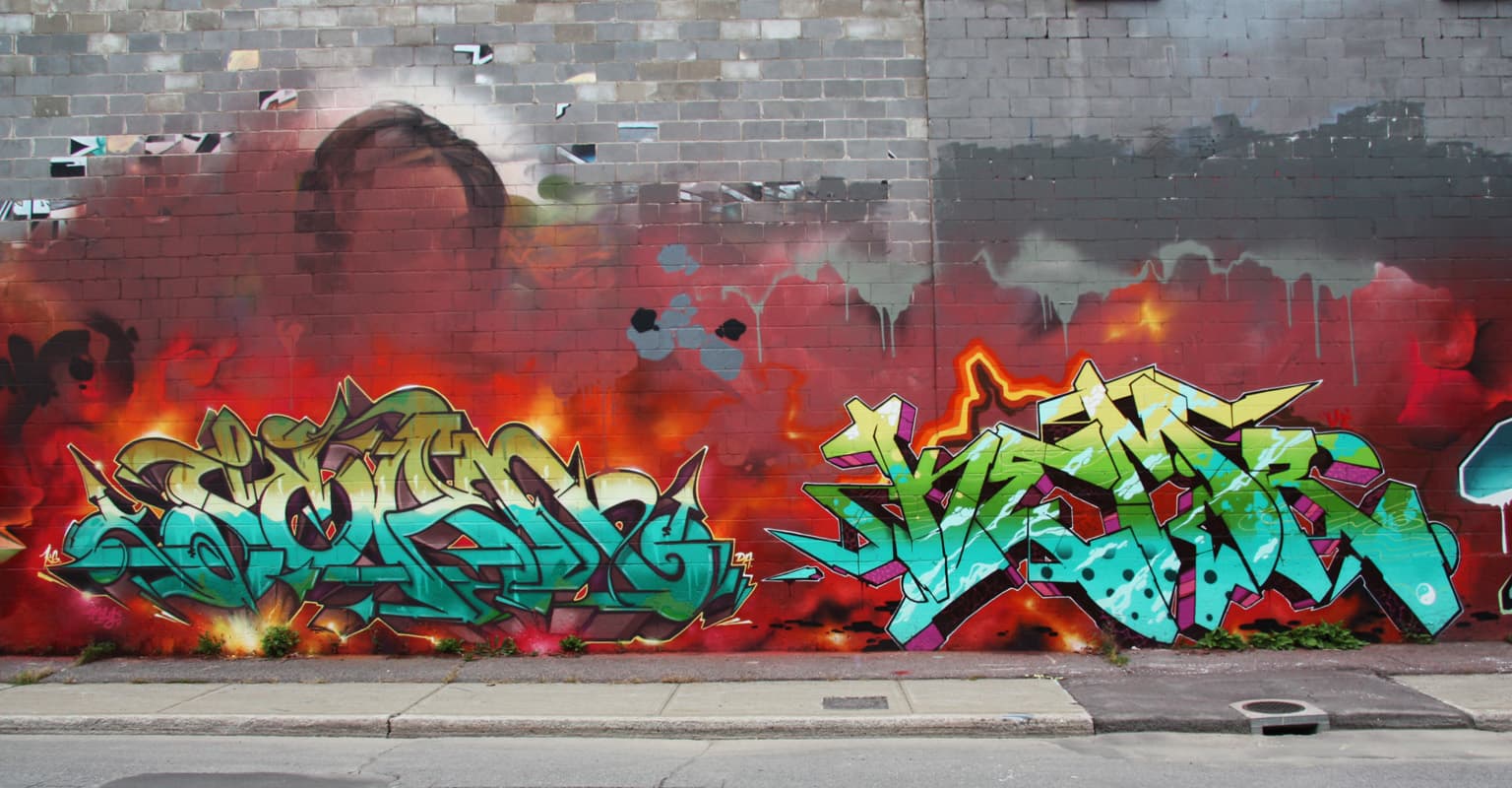 Scaner (left) and Kemr (right) on Cabot graffiti wall