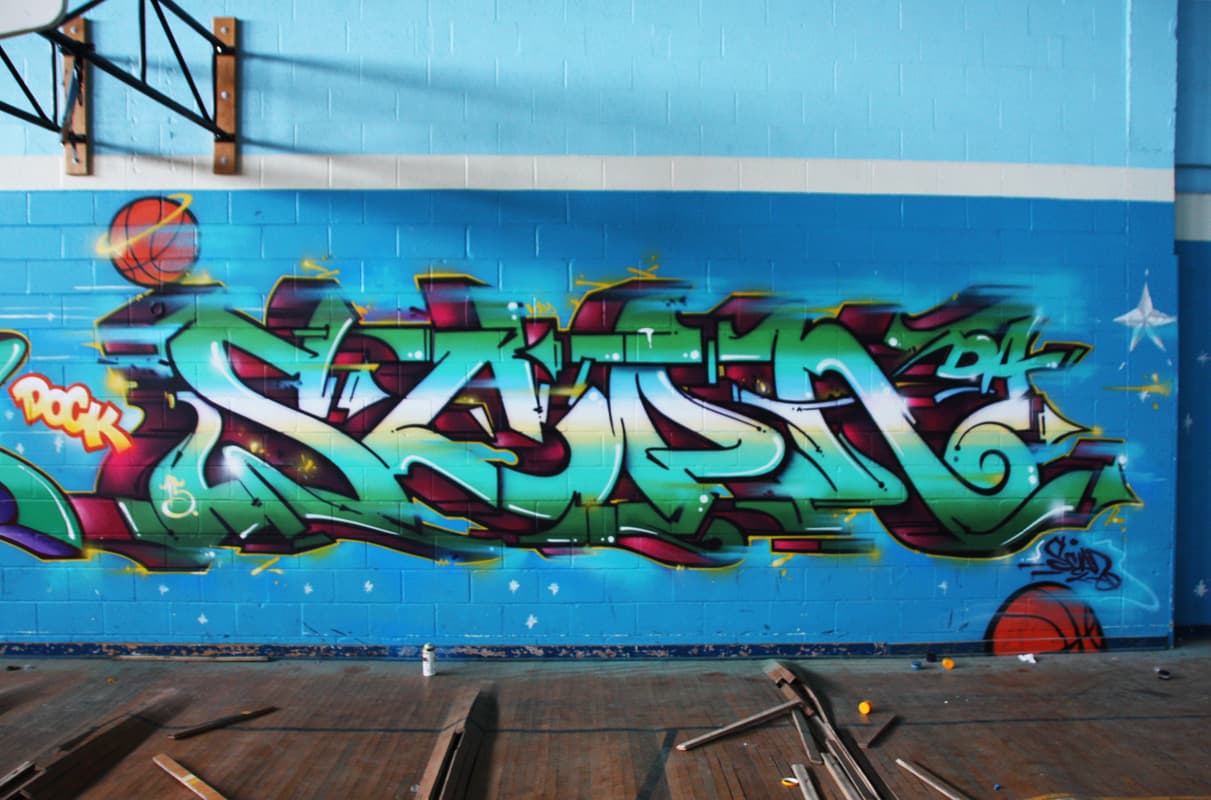 Scaner piece inside gym of an abandoned school
