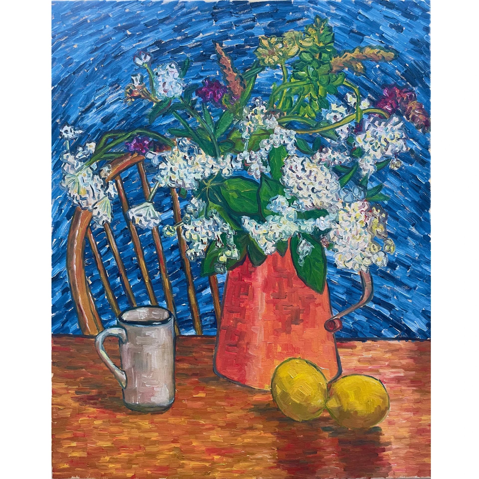 Fleurs, tasse et citrons