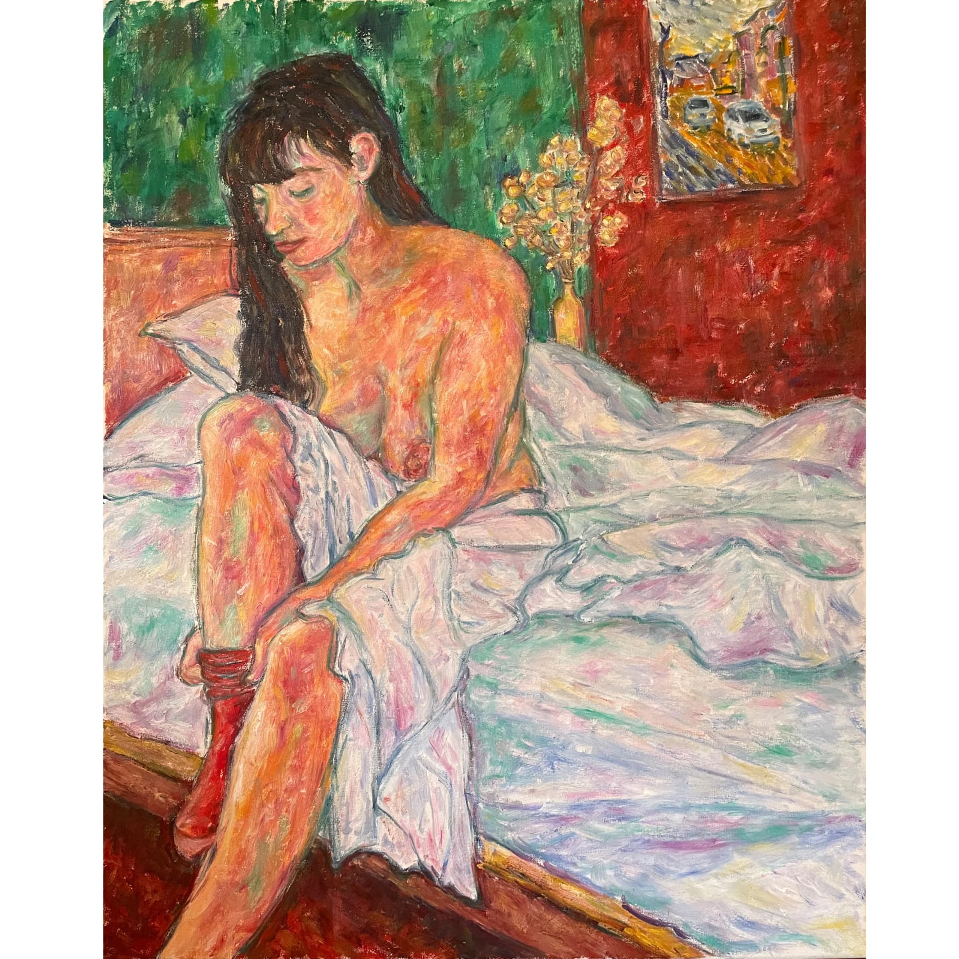 Portrait au bas rouge