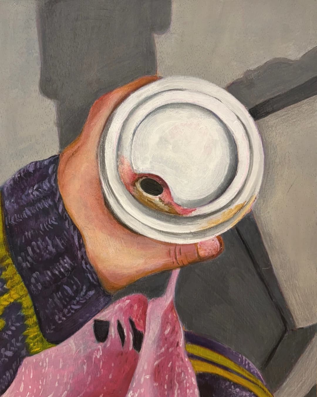 Aquarelle de lèvres sur tasse en carton