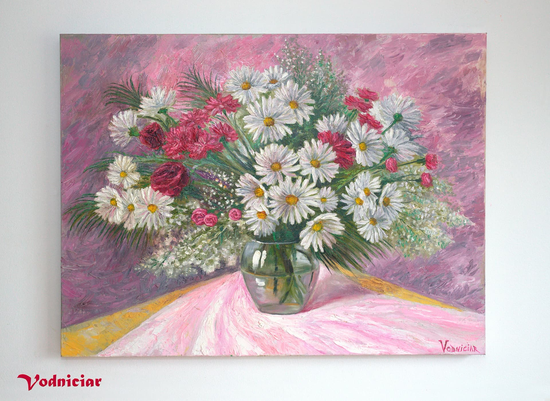 Vodniciar Vladimir Œuvre d'Art «Bouquet de Fleurs» — 77x101cm huile sur toile 2020