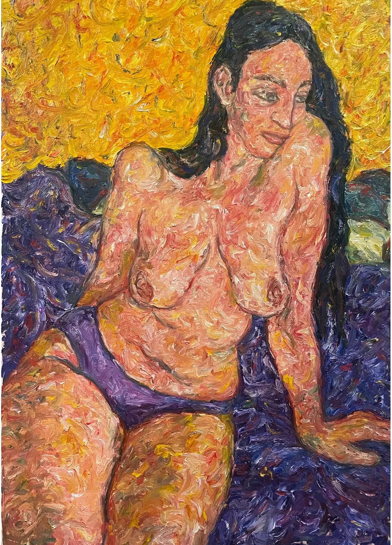 Portrait, nude with small mauve panties