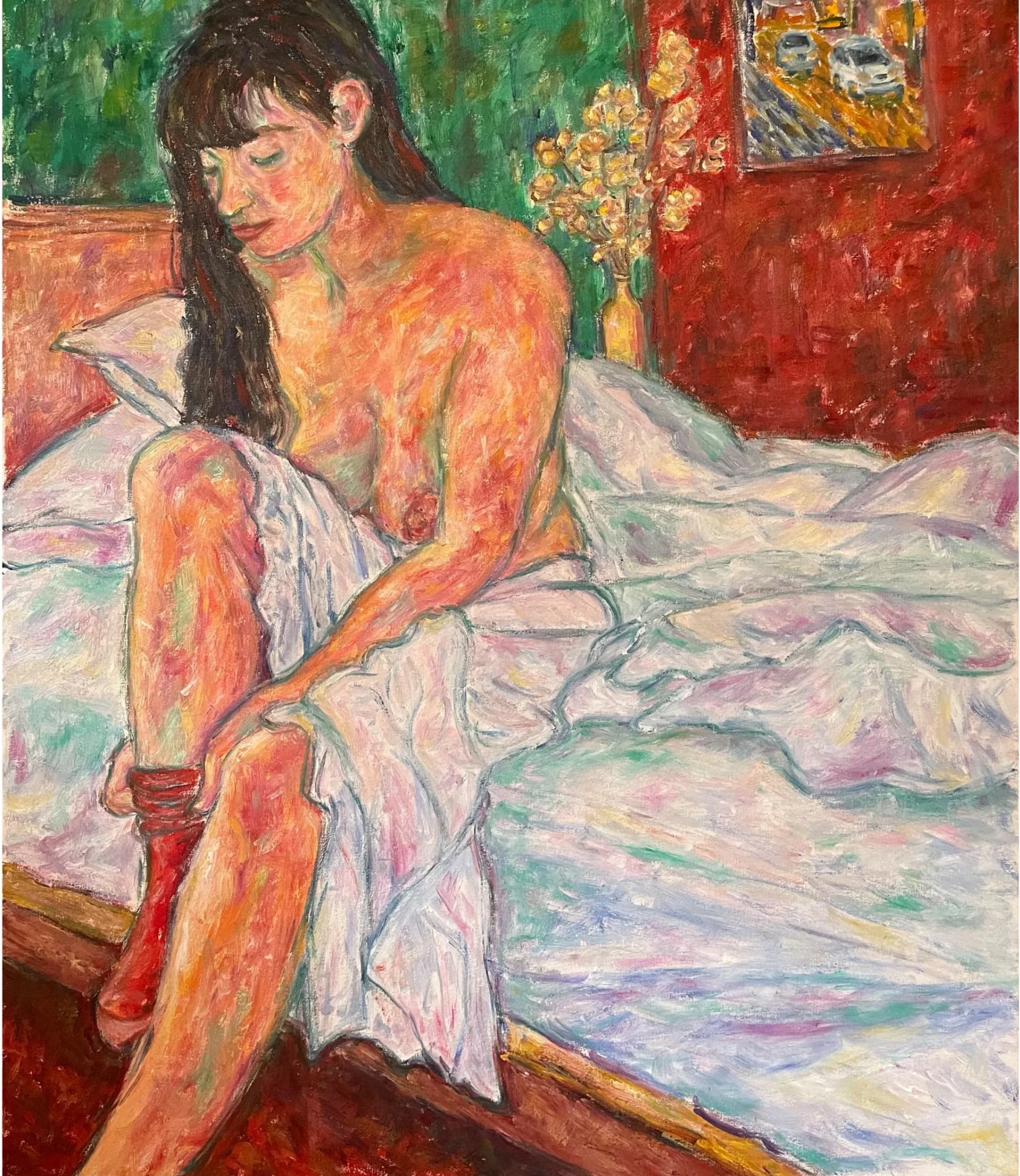 Portrait with red stockings