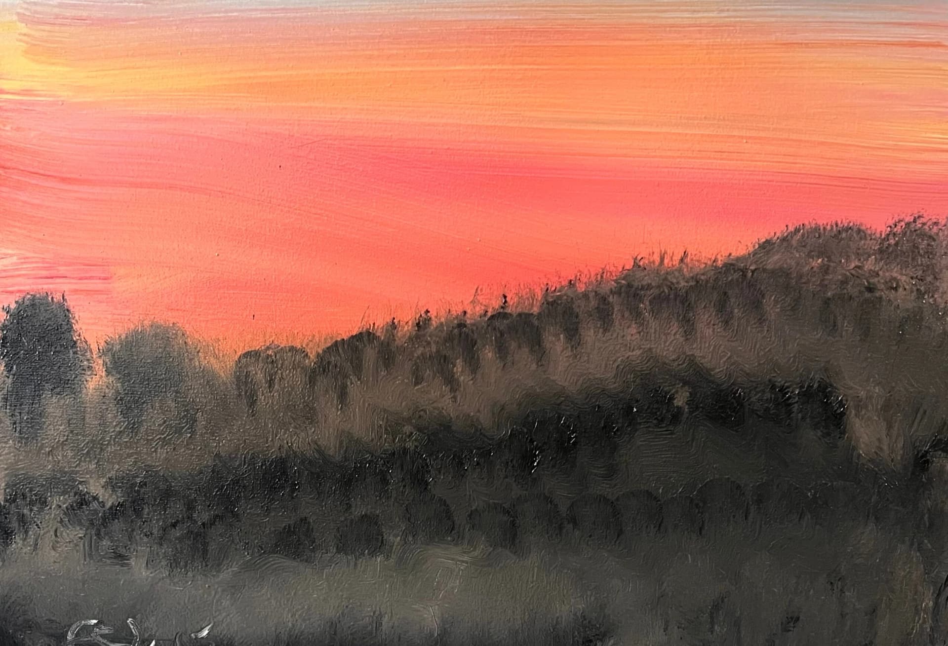 Sunrise over black mountain