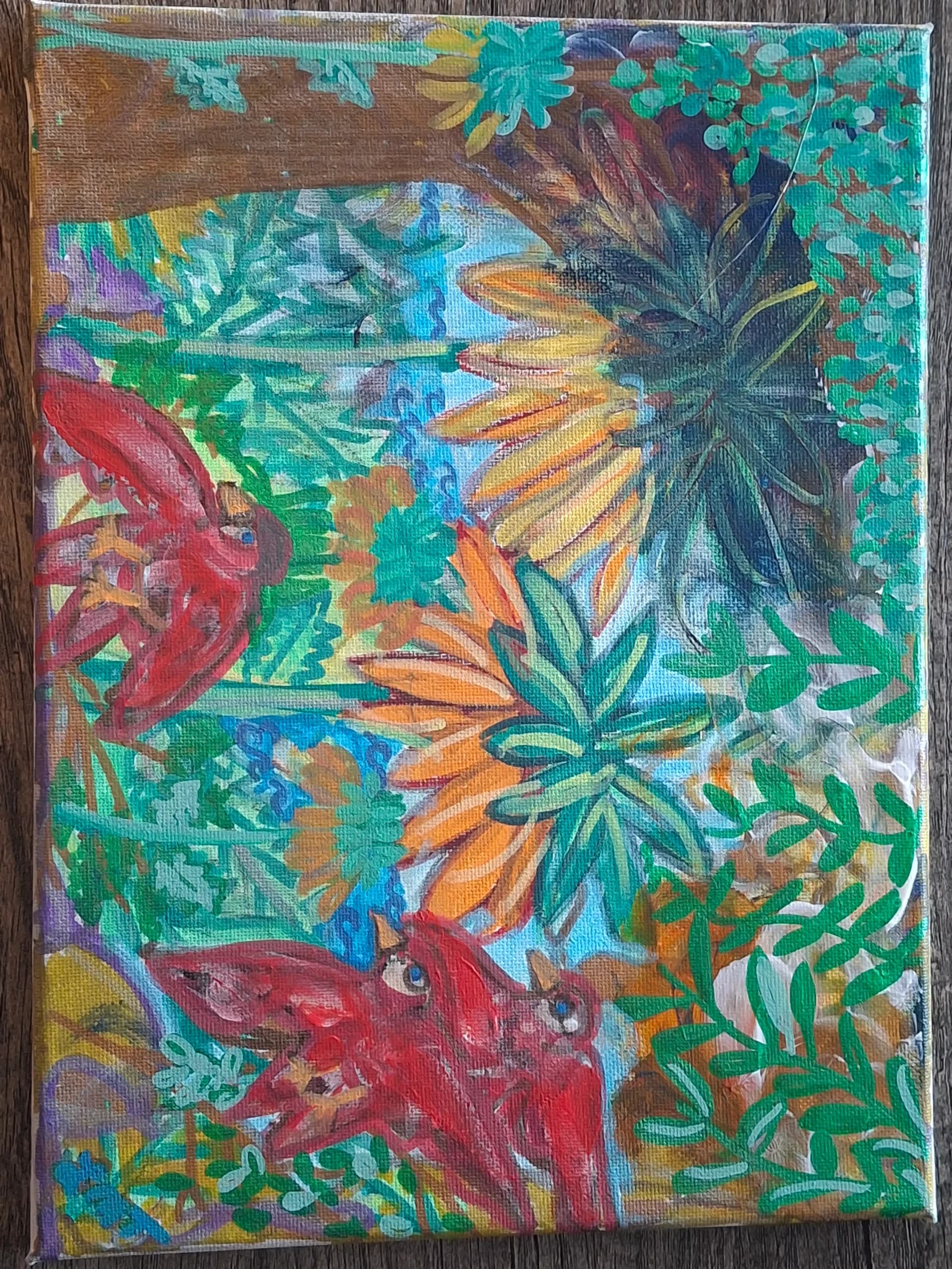 Artist-Birds Polinating flowers