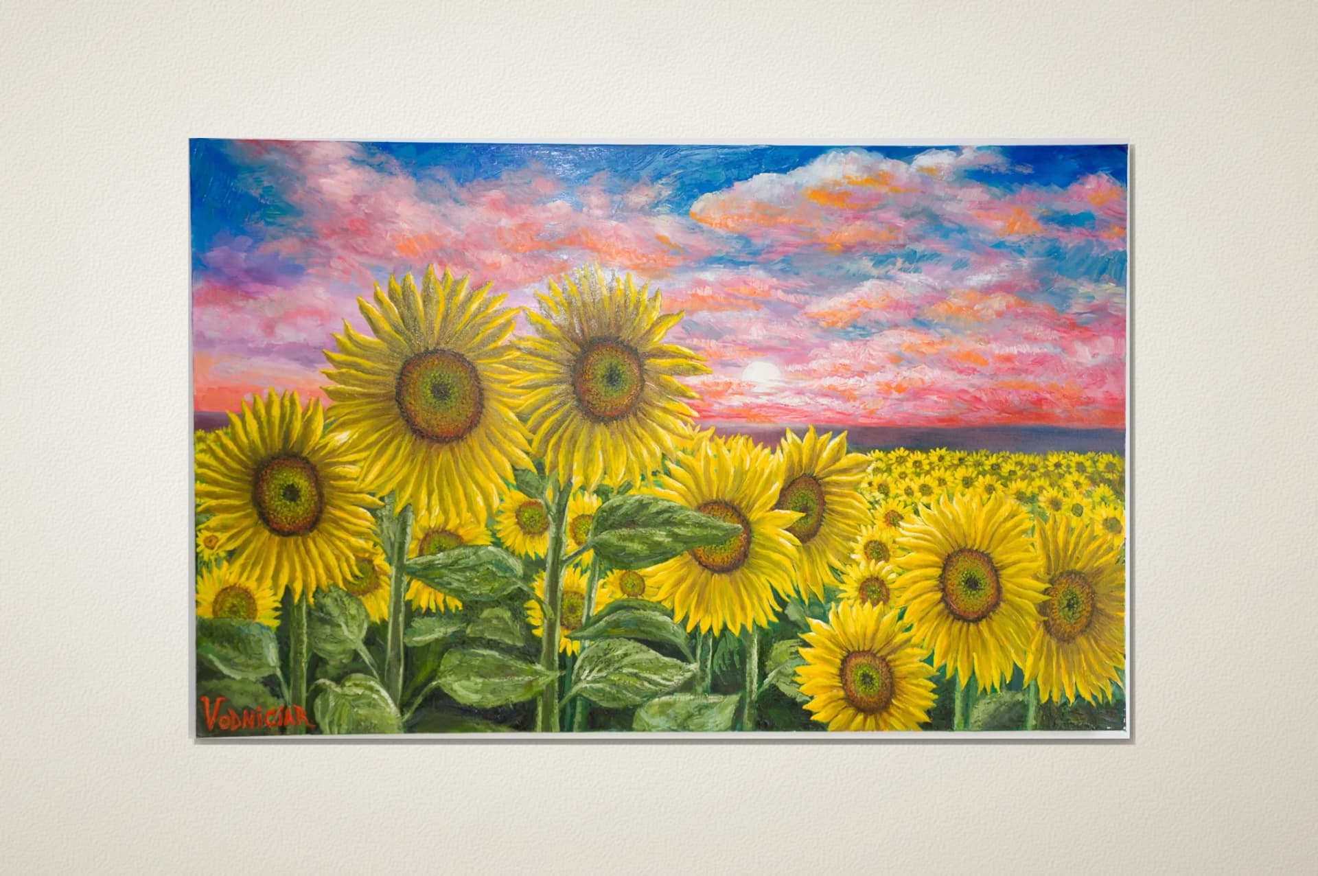 Vodniciar Vladimir Artwork Landscape «Sunflowers Field» — 76x122cm oil on canvas 2020