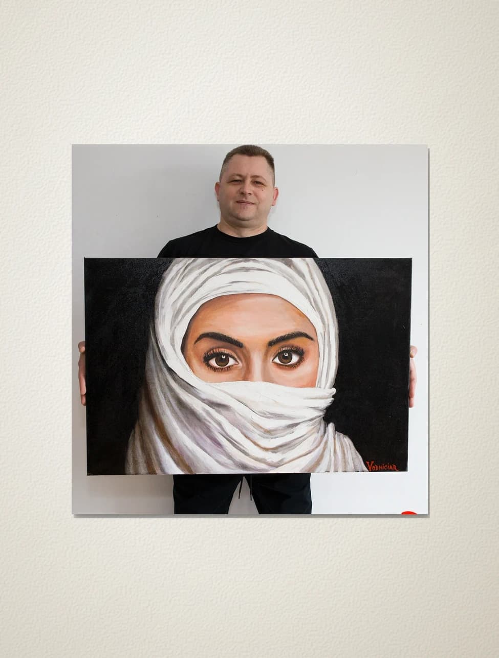 Vodniciar Vladimir Artwork «Portrait of a Veiled Girl» — 61x91cm oil on canvas 2021