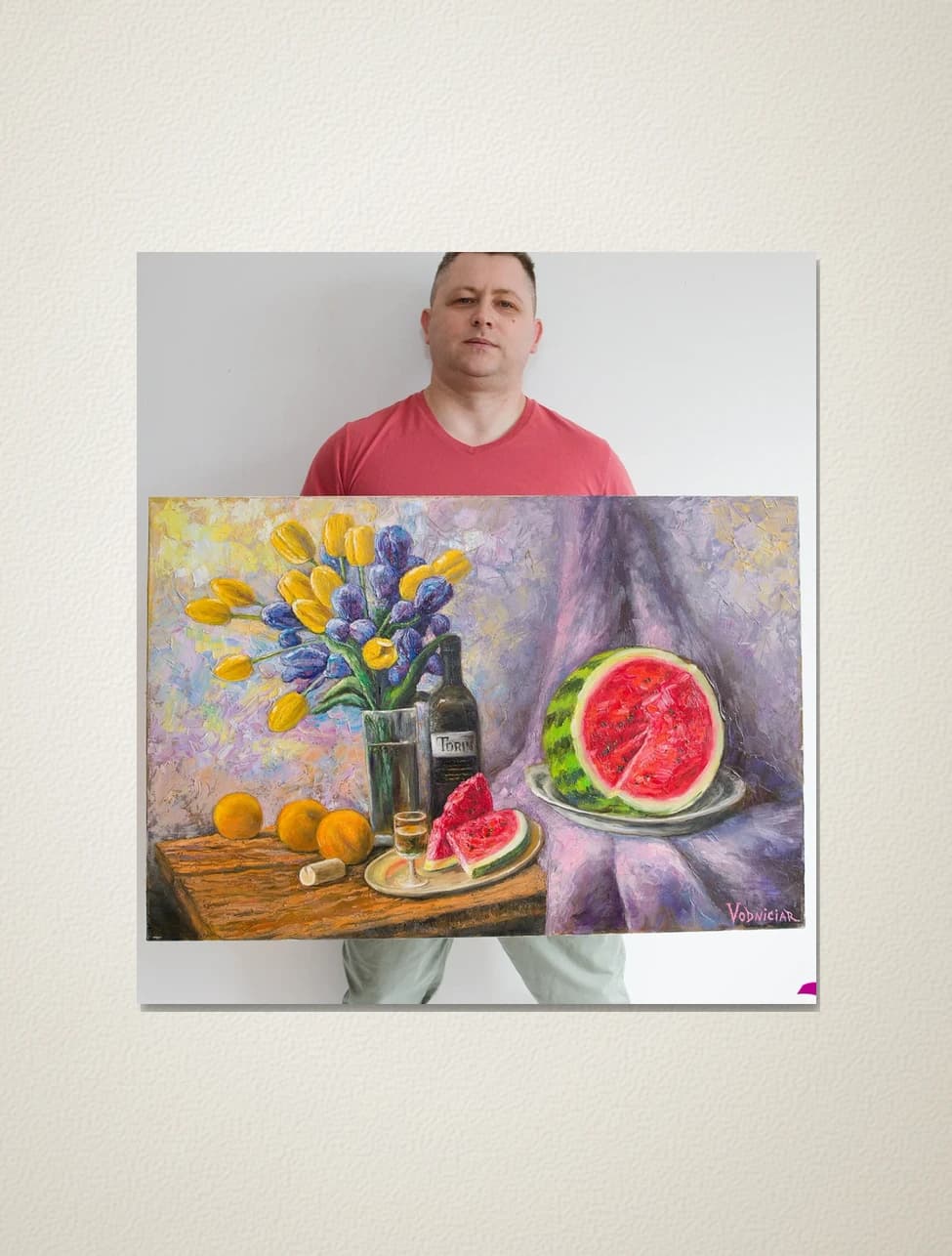 Vodniciar Vladimir Artwork Still Life «Still Life with Watermelon» — 61x91cm oil on canvas 2014