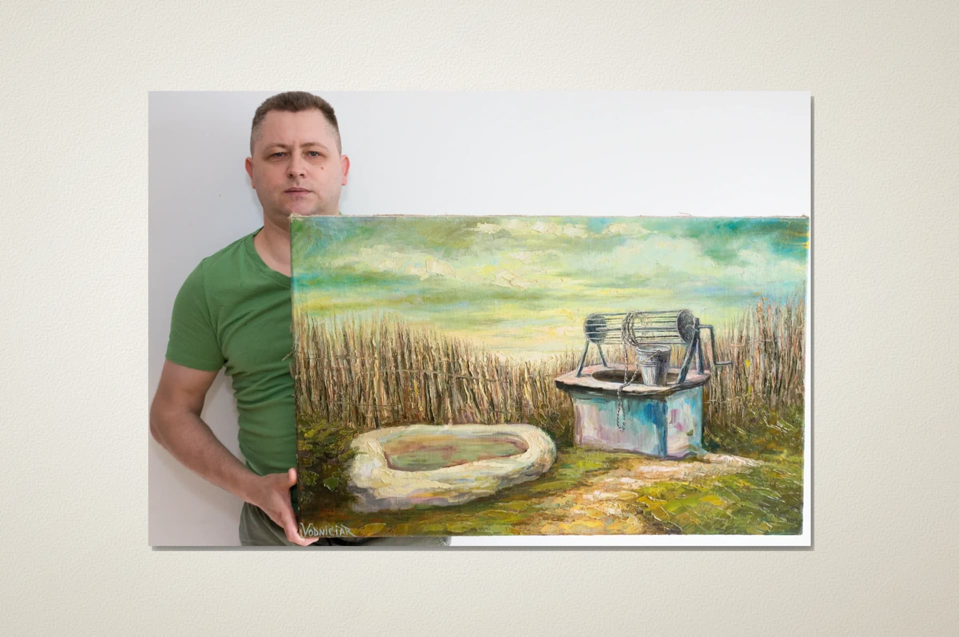 Vodniciar Vladimir Artwork Landscape «Fountain in Moldova» — 58x90cm oil on canvas 2008