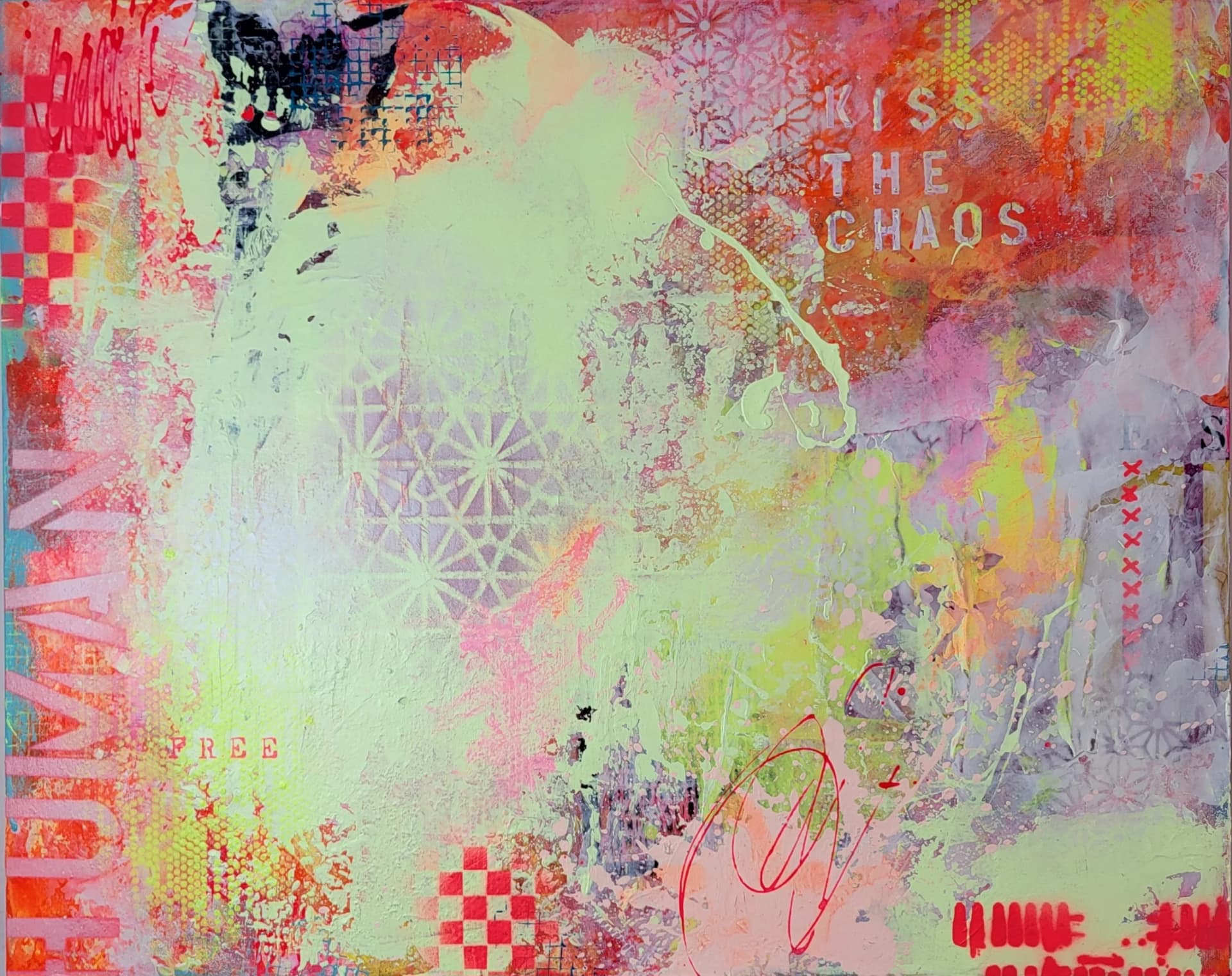 KISS THE CHAOS – Original Urban Abstract Painting | Alexandra Lev Art