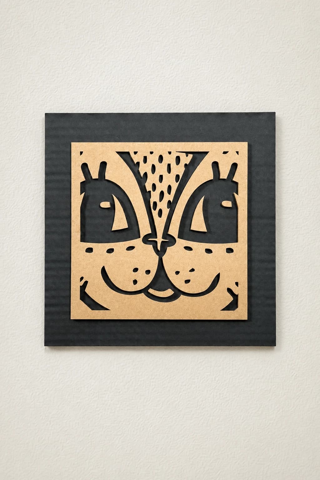 Chat Carré Carton Laser Kraft/Noir