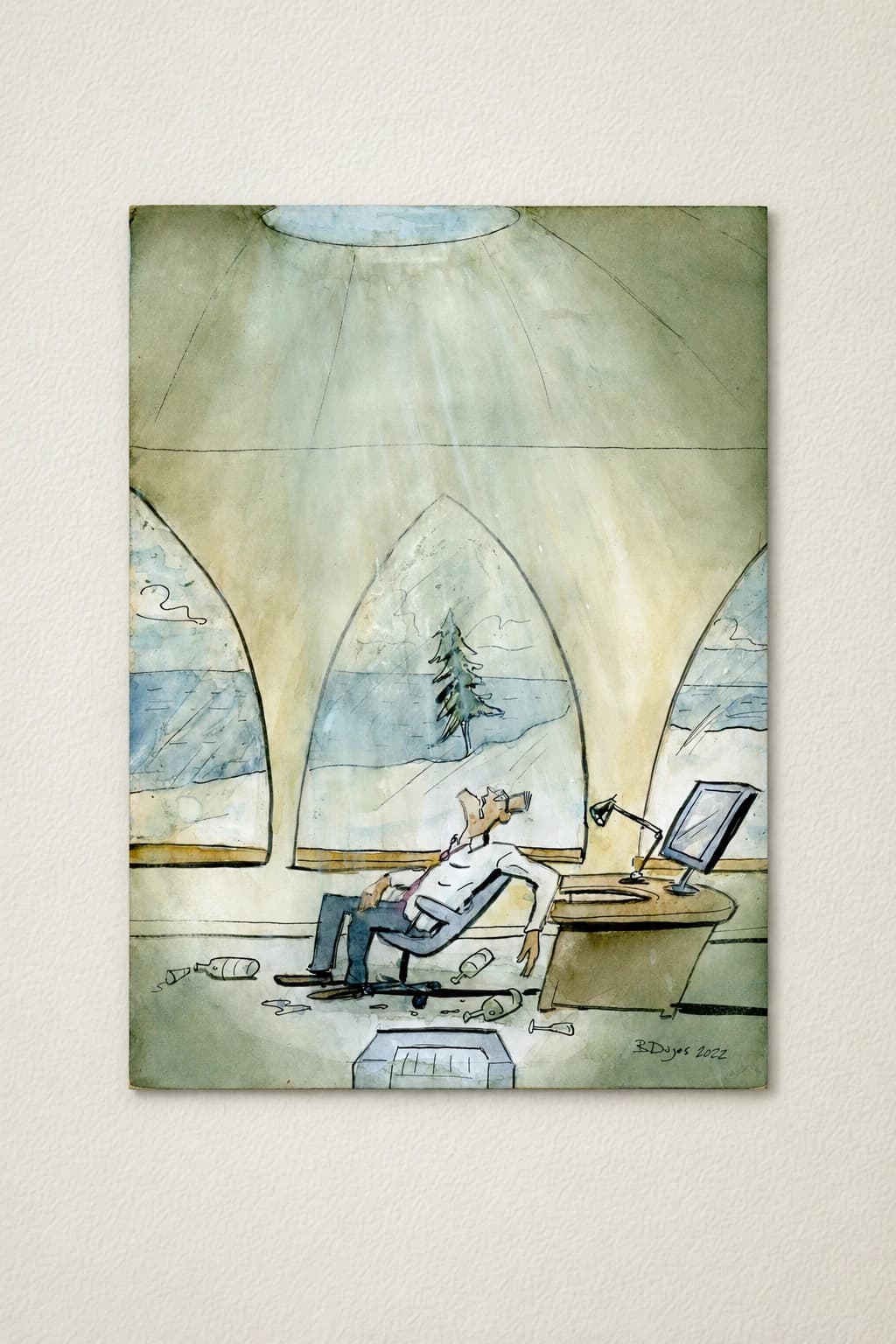 Case de l'album de Brian Toffu, Lendemain de veille au bureau..