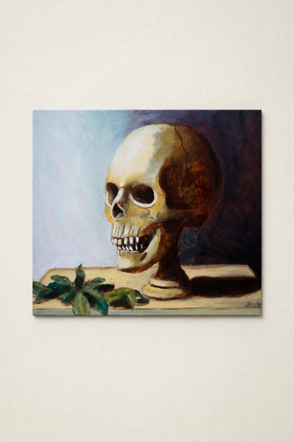 Skull and dead leaves