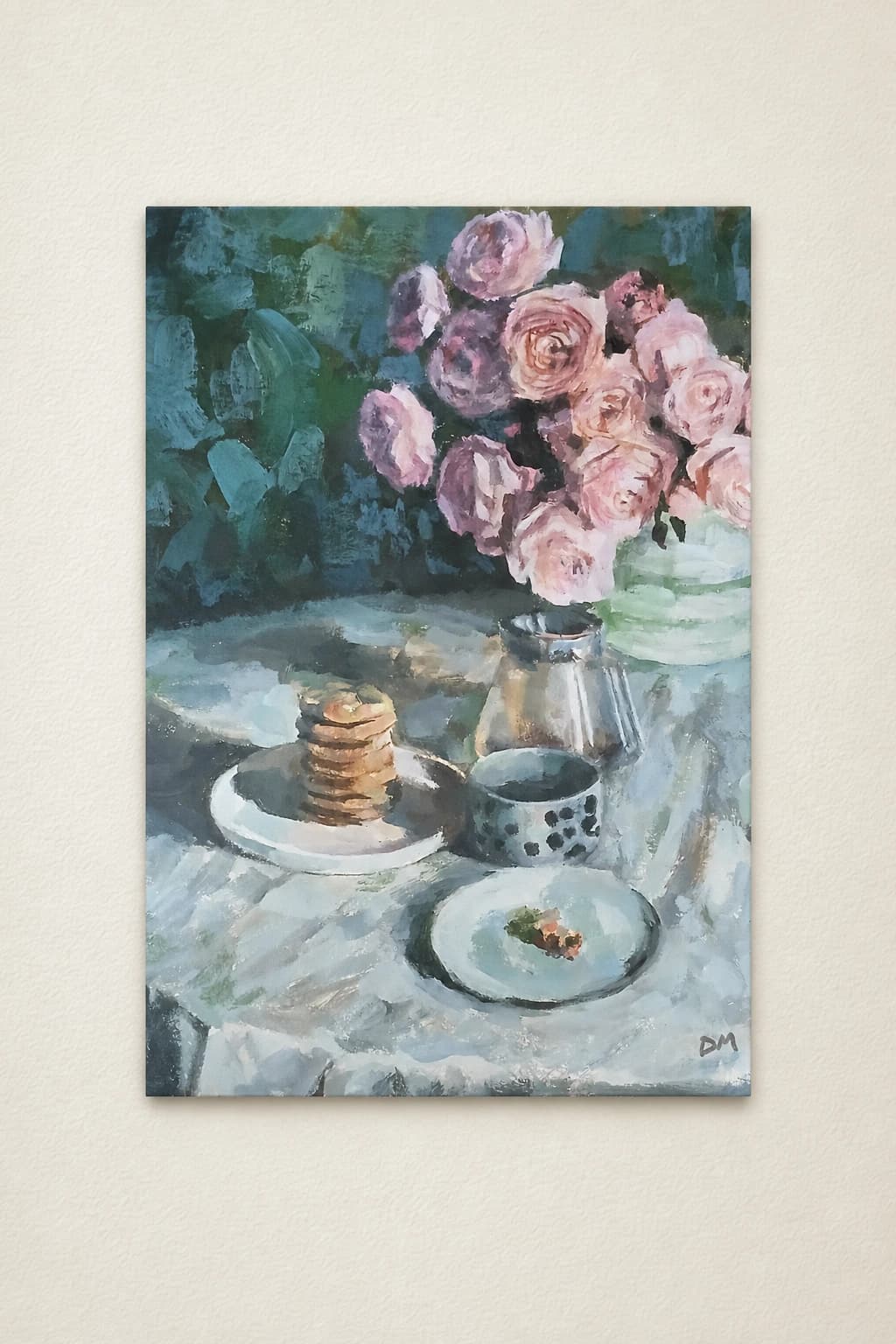 Biscuits et fleurs roses