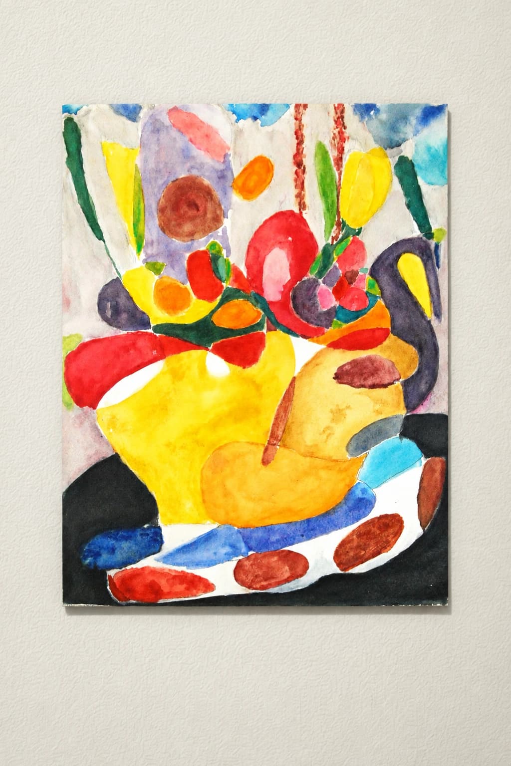 Fleurs et fruits en panier