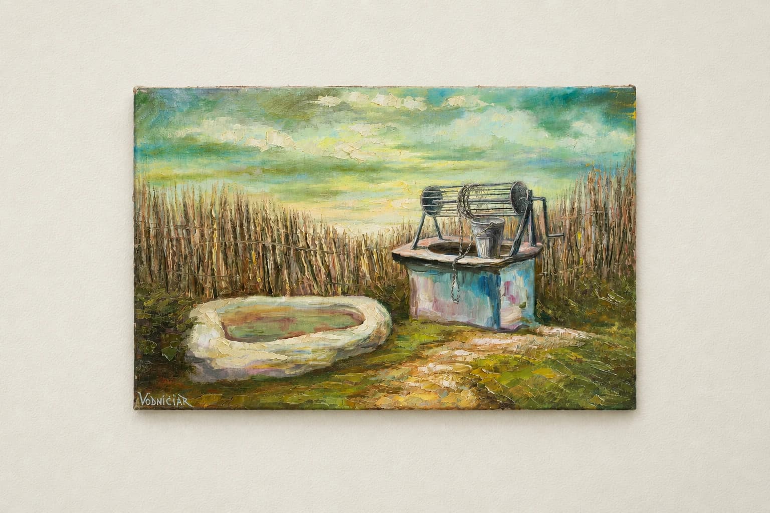 Vodniciar Vladimir Artwork Landscape «Fountain in Moldova» — 58x90cm oil on canvas 2008