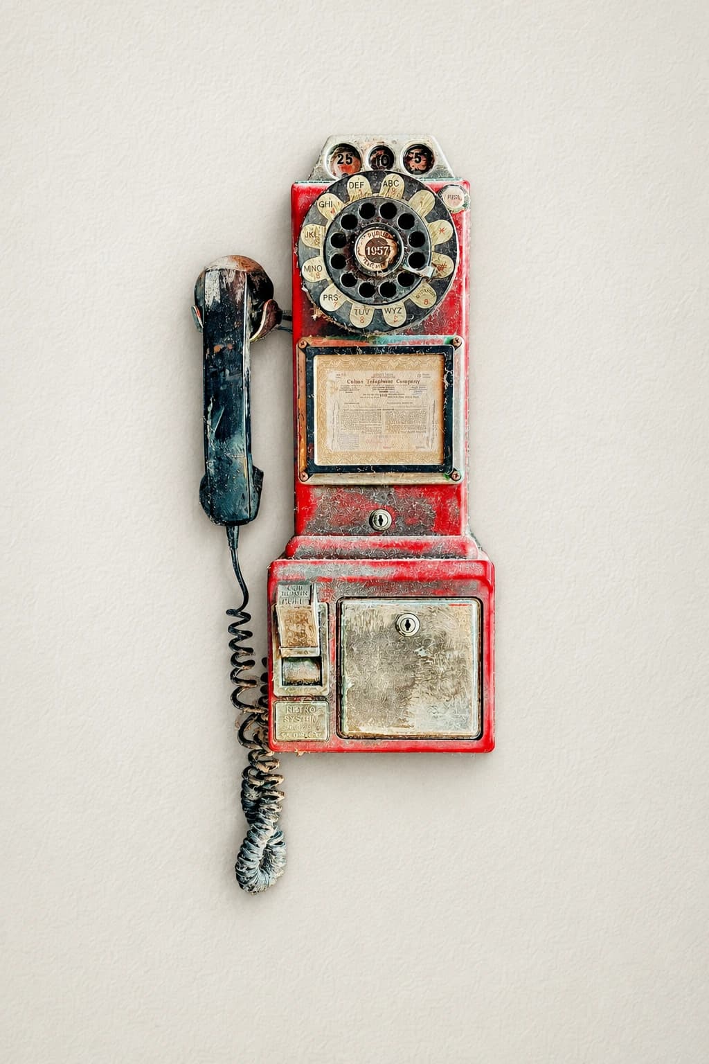 Pre-Revolution Original Pay Phone From the Streets of Havana