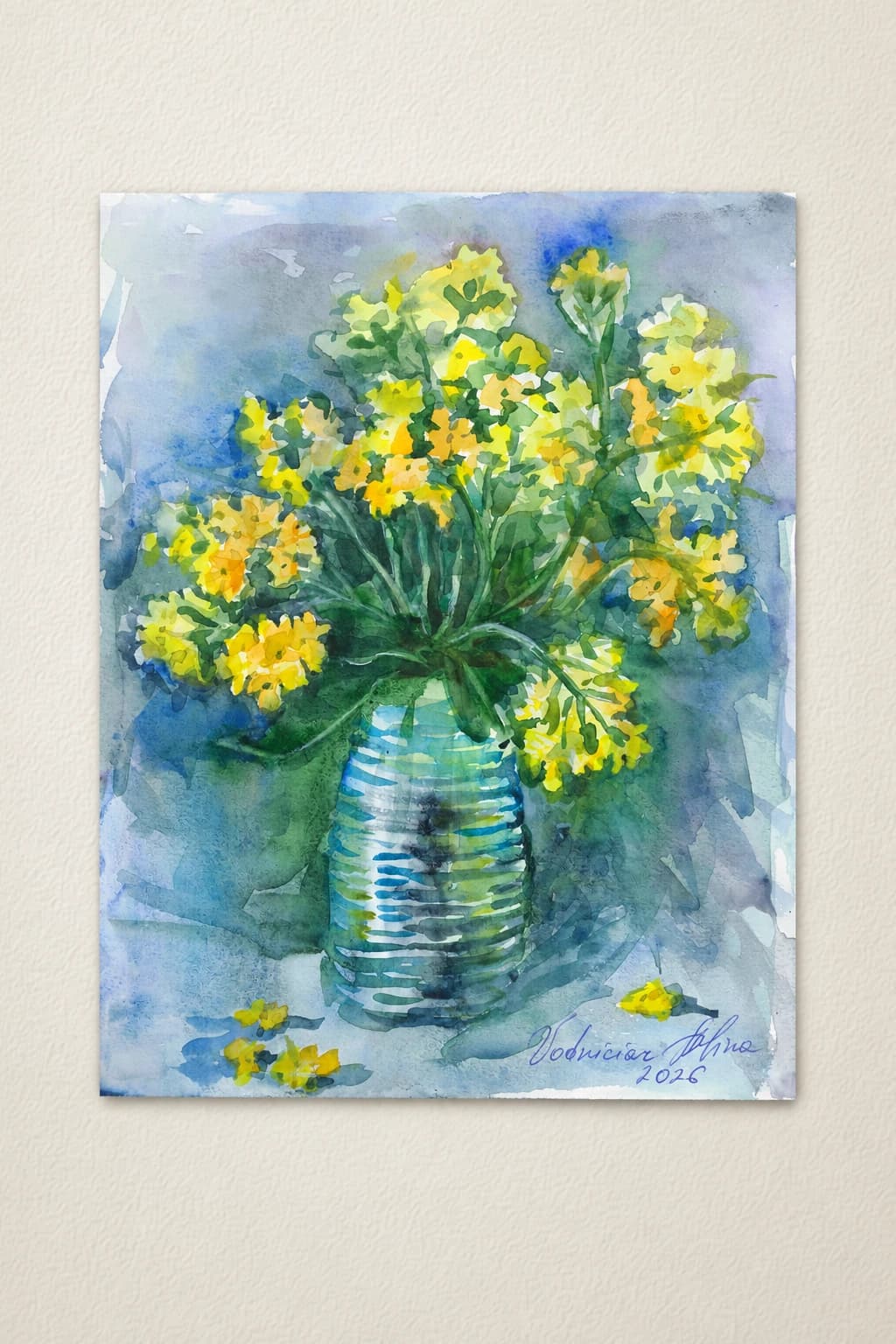 Vodniciar Alina Artwork «Bouquet of Yellow Flowers» — 22,5x28cm watercolor on paper 2026