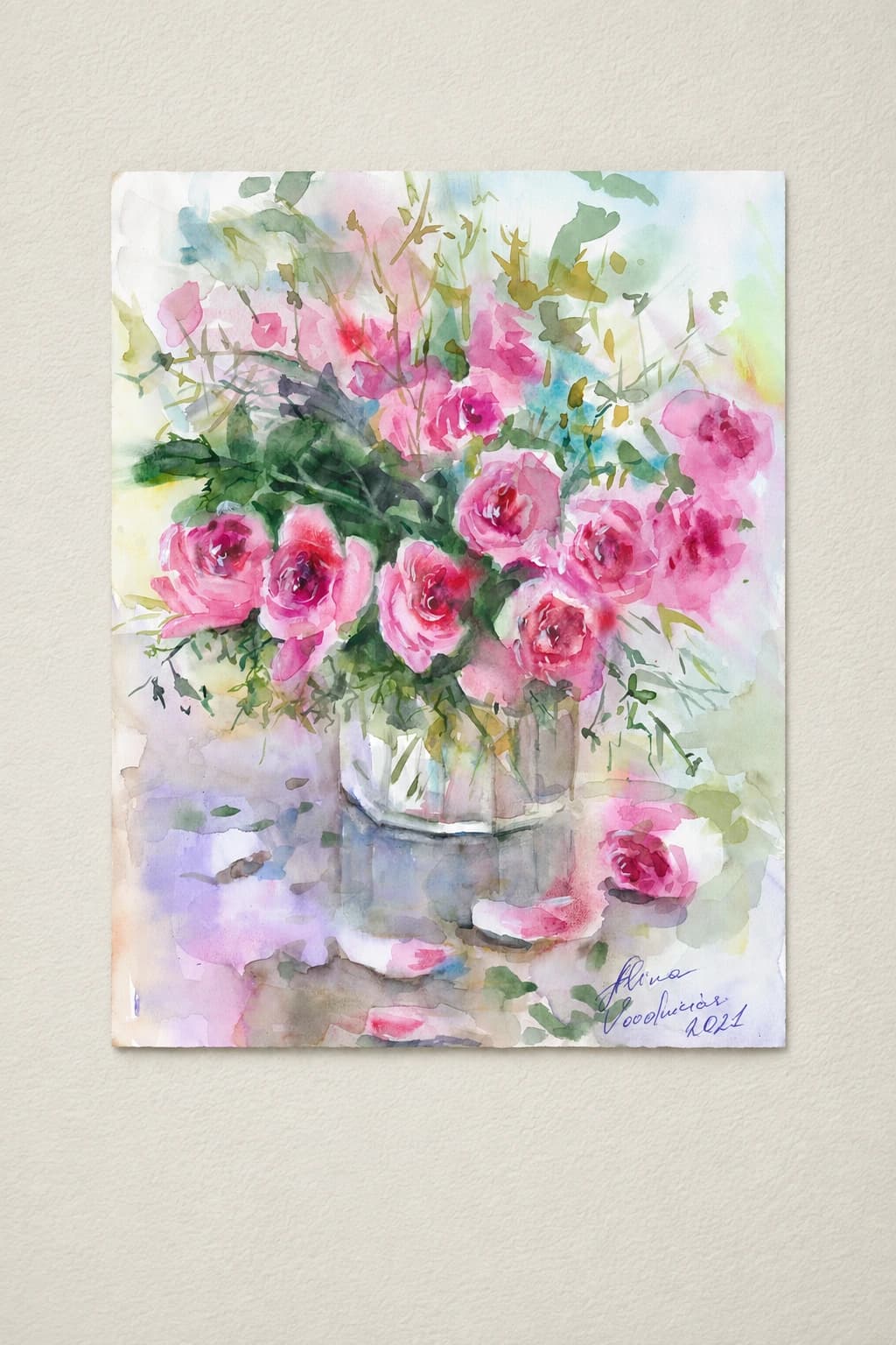Vodniciar Alina Artwork «Bouquet of small Roses» — 24,5x35,5cm watercolor on paper 2021