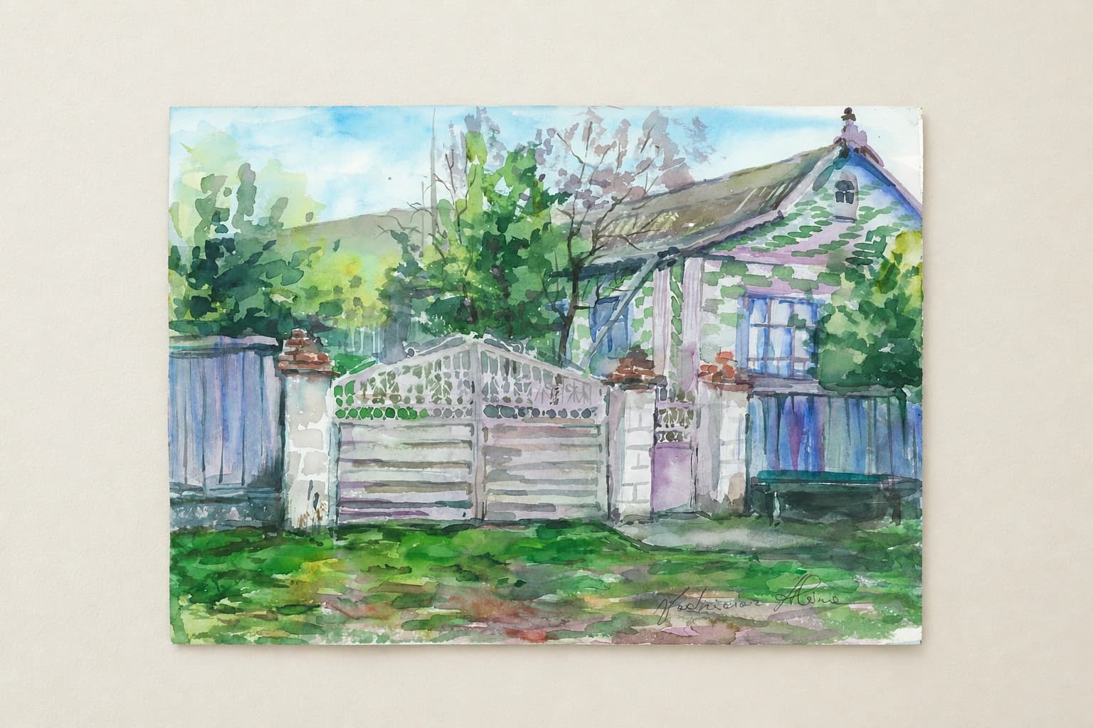 Vodniciar Alina Artwork «Landscape from Moldova» — 22,5x30cm watercolor on paper 2008