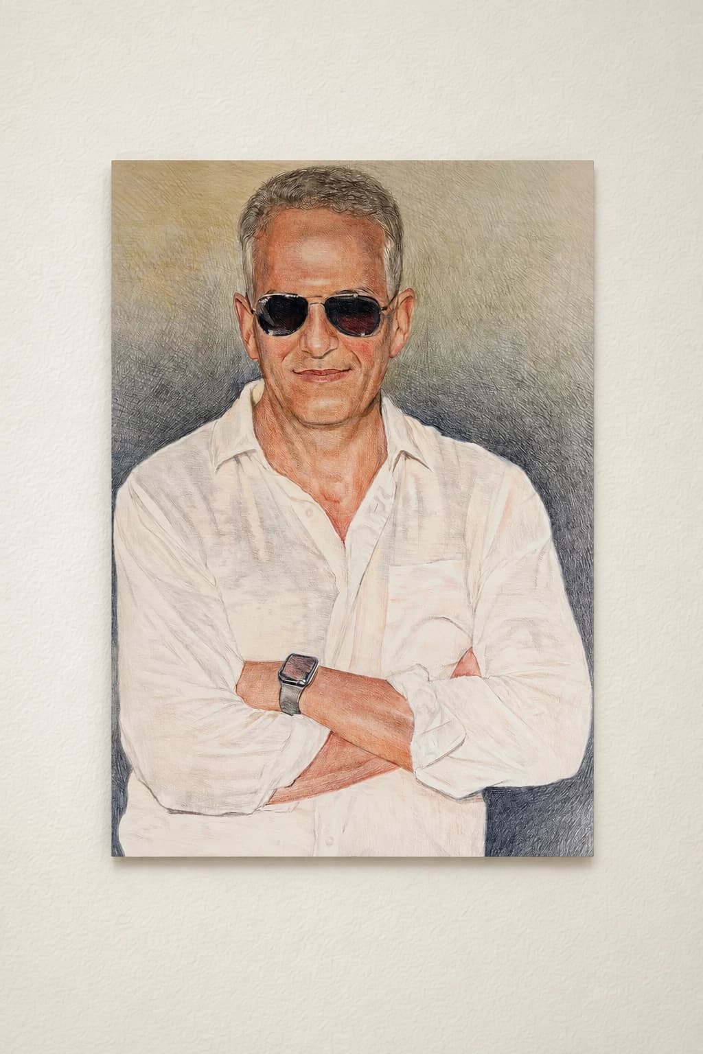 Vodniciar Alina Artwork «Individual Portrait with hands» — 55,5x75cm colored pencils on drawing paper 2026