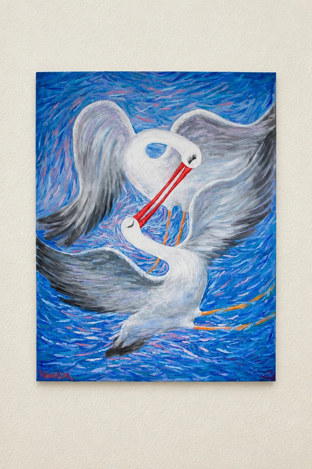 Vodniciar Vladimir Artwork Composition «Kissing» — 122x152cm oil on canvas large format 2021