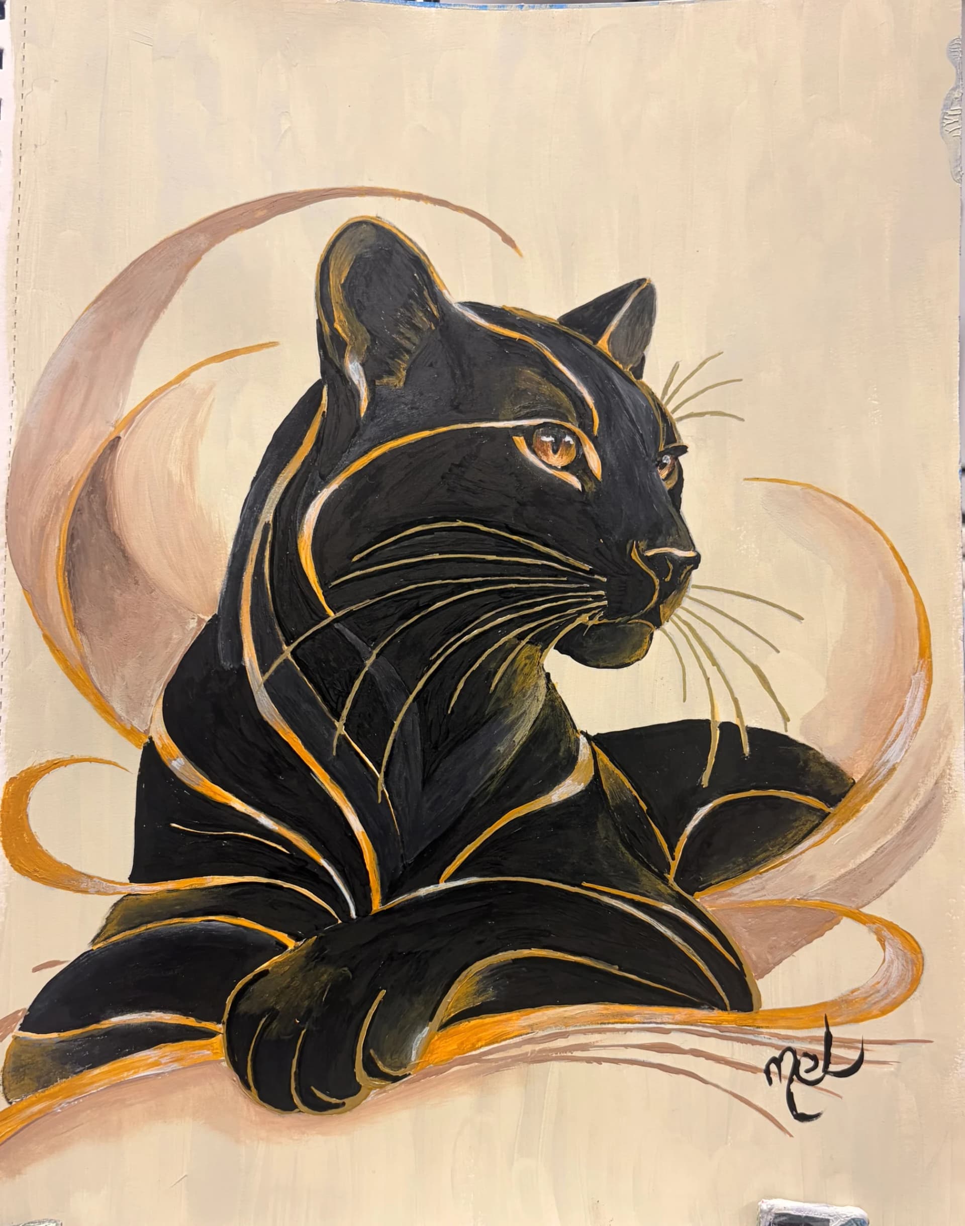 Panthère noire stylisée - Mel artiste peintre