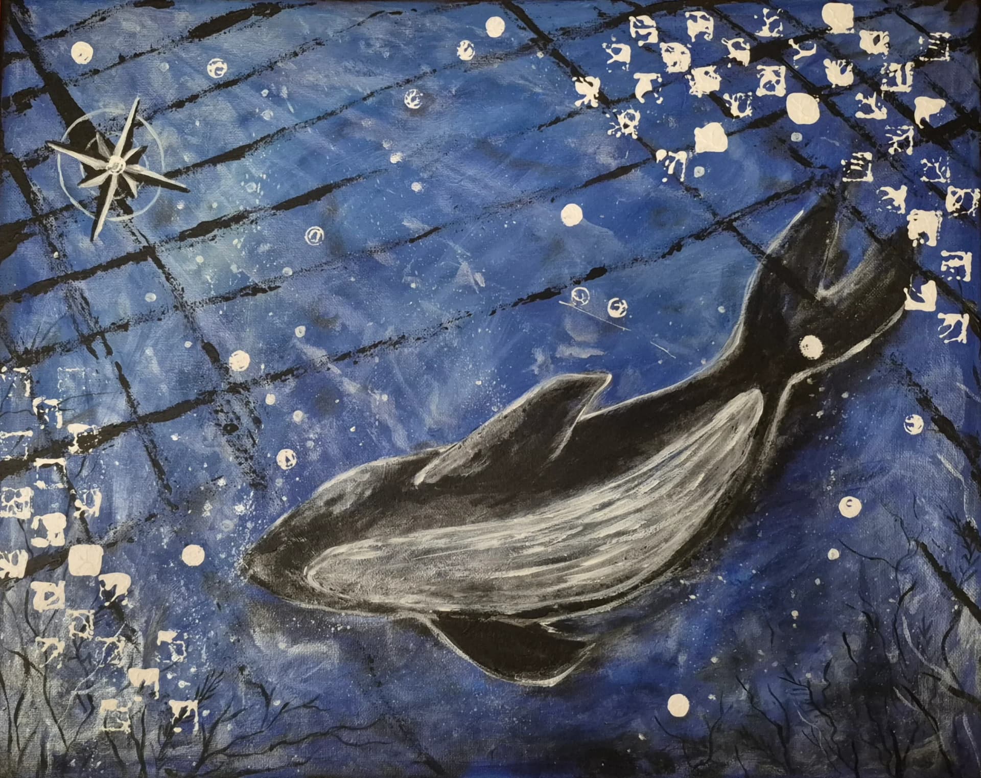 Baleine dans l'univers bleu - Maristine