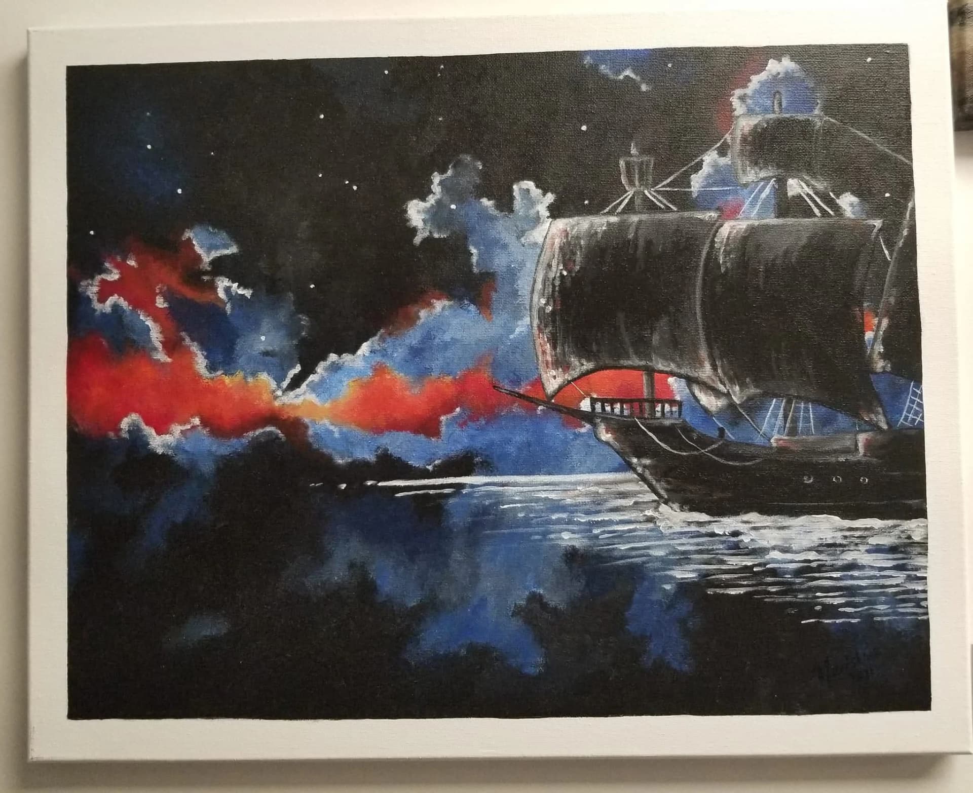 Navire de nuit sous ciel étoilé - Maristine