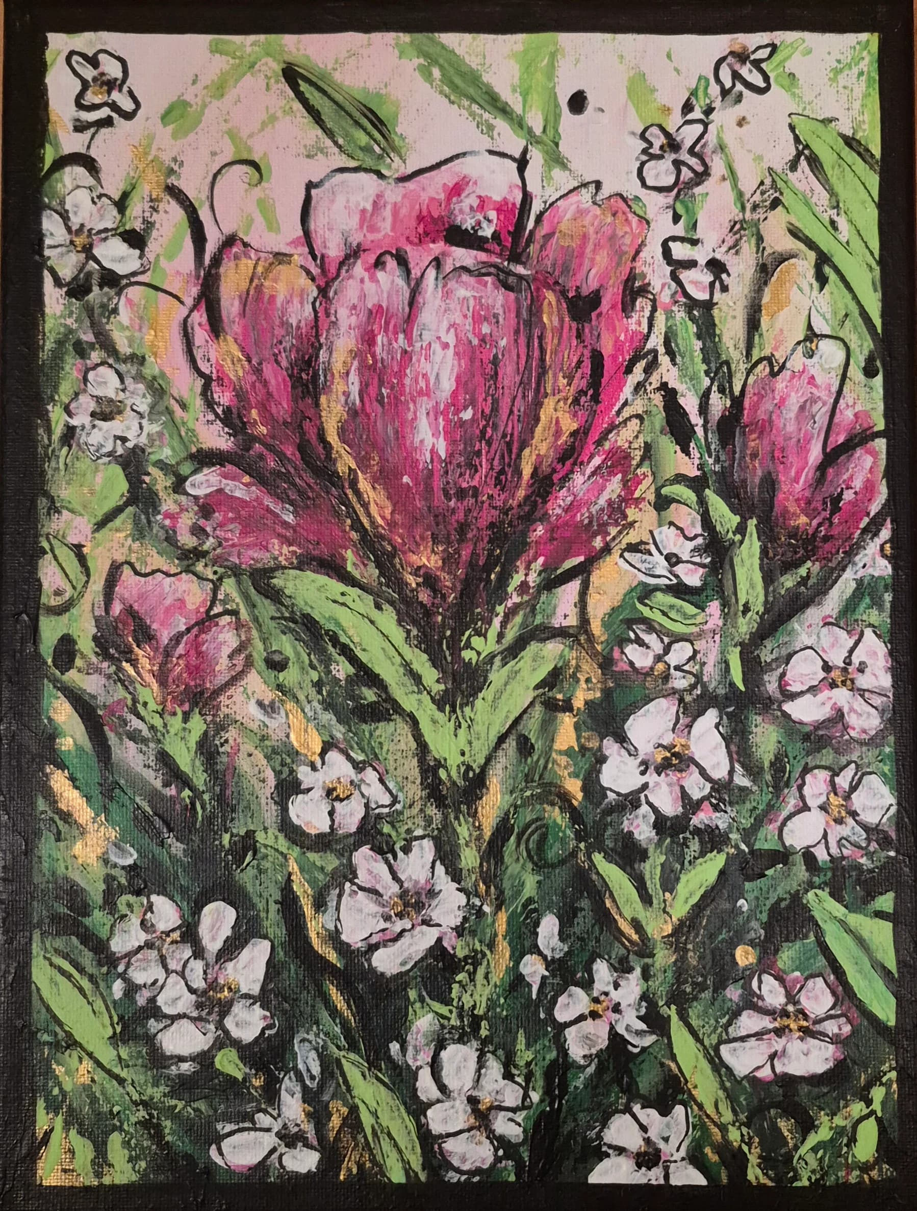 Bouquet de fleurs roses - Maristine