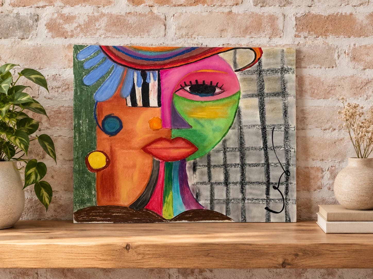 Portrait cubiste coloré - Babel