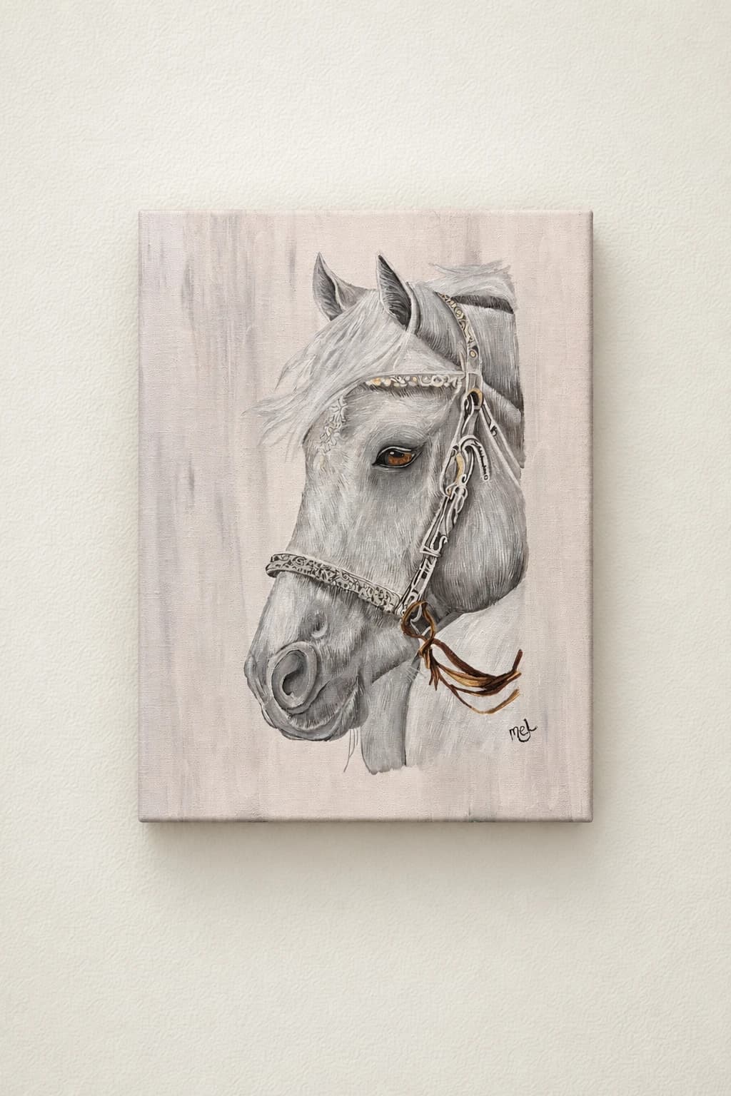 Portrait de cheval blanc - Mel artiste peintre