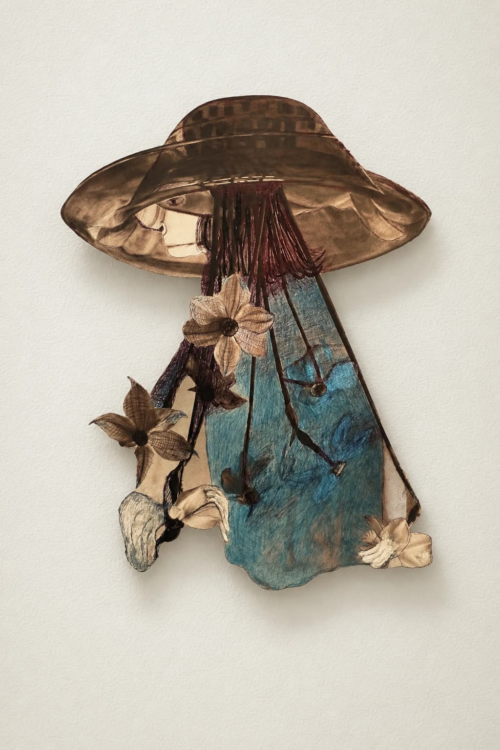 Fleurs suspendues au vase bleu - louis ranger