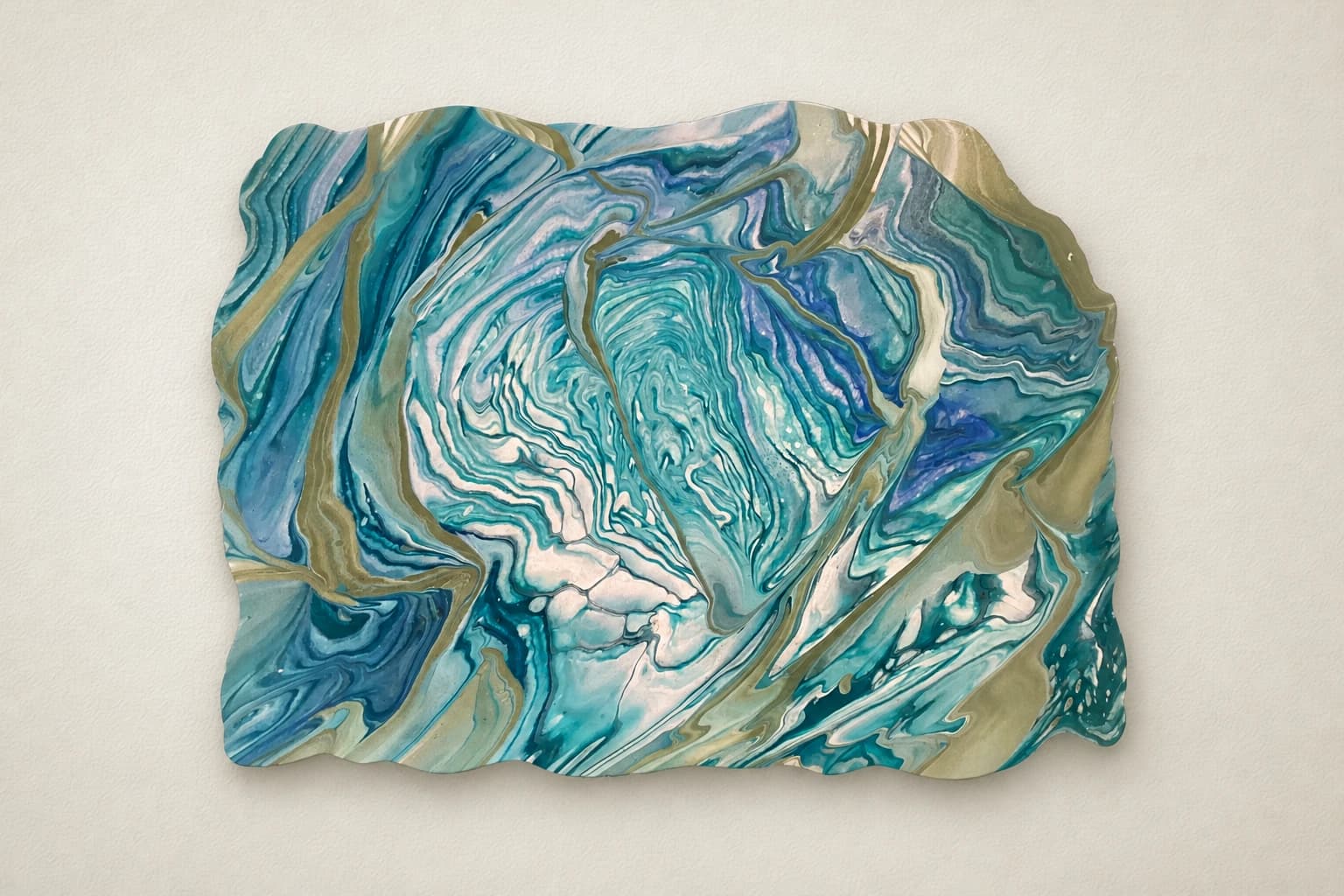 Swirling Blue and Gold Abstract