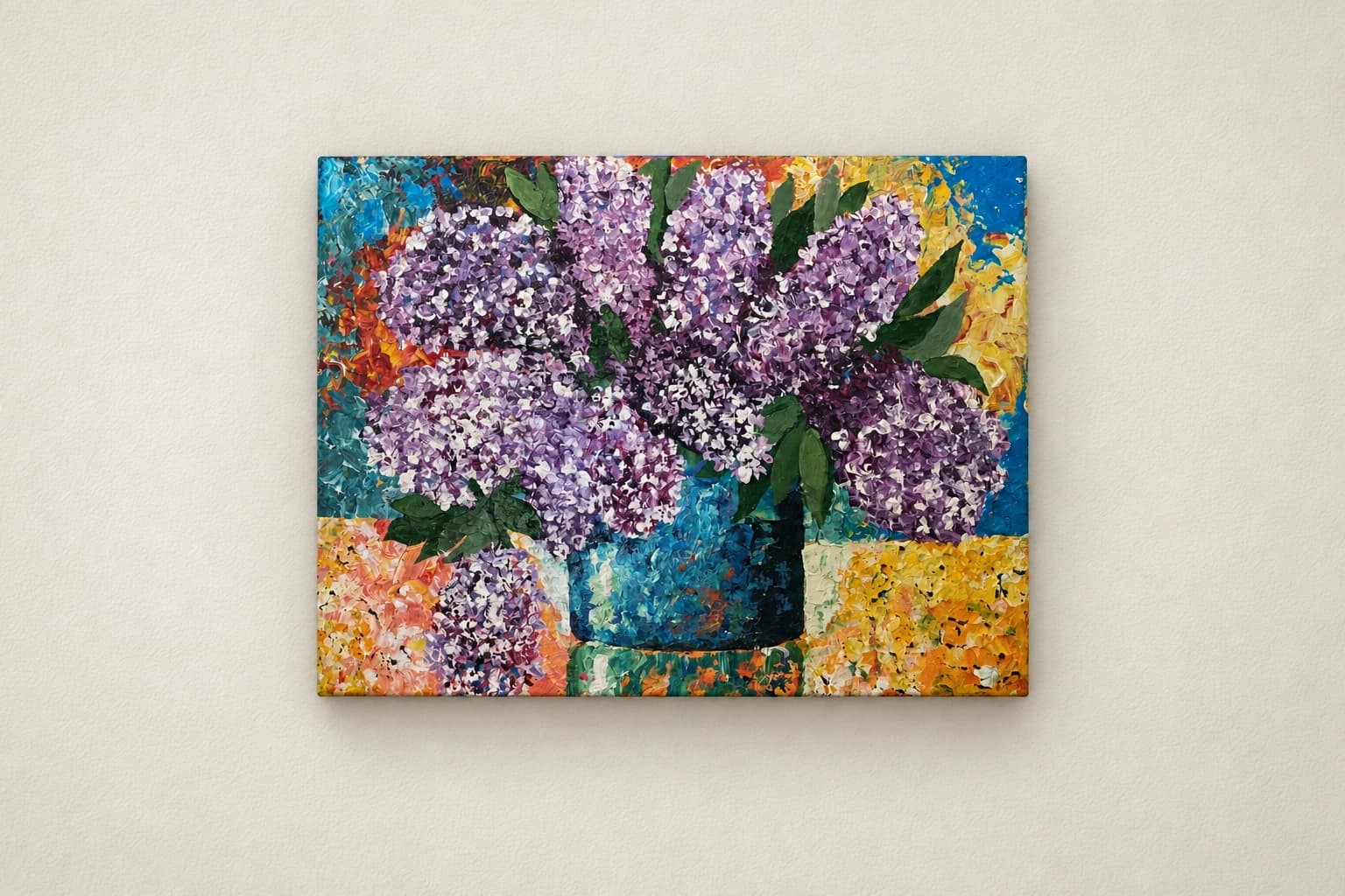 Bouquet de lilas en vase bleu - Ellen Law