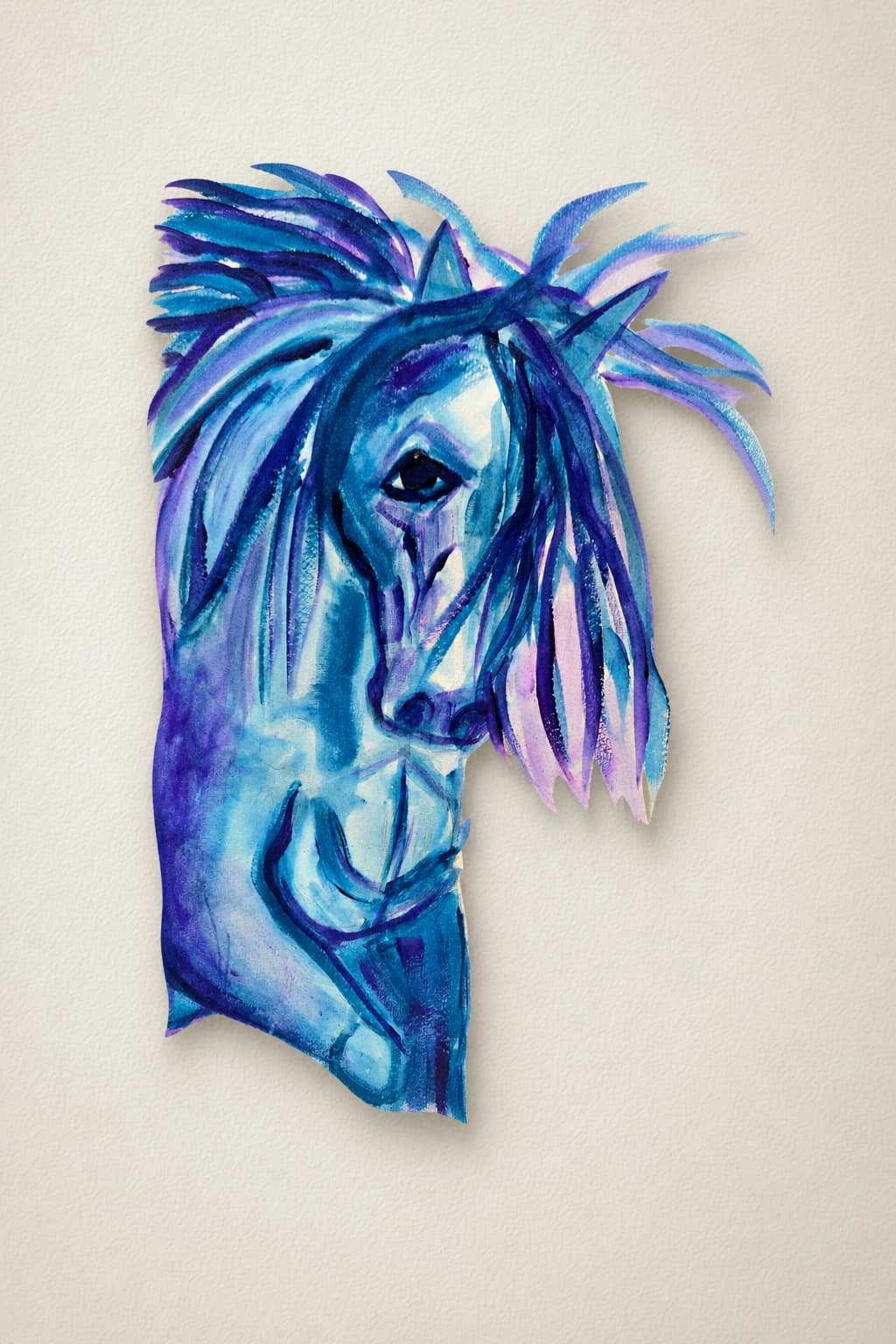 Cheval bleu en mouvement