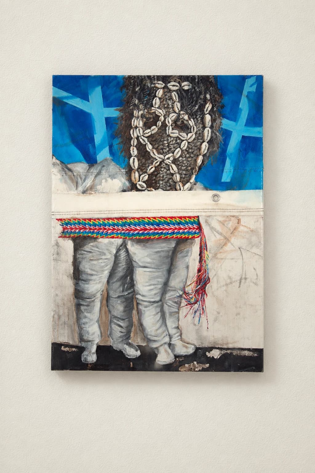 Shell-Adorned Face and White Figures