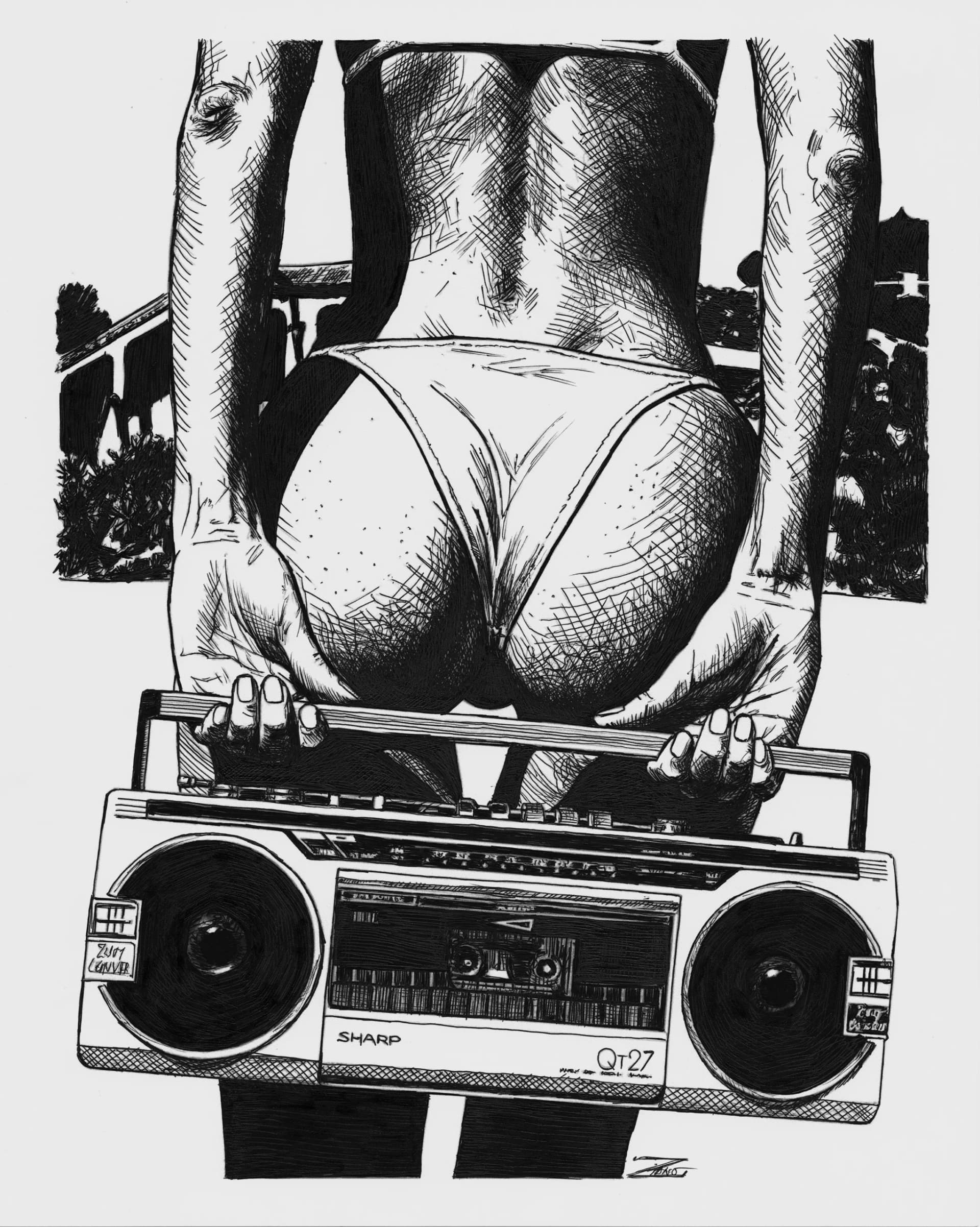 Femme au poste radio