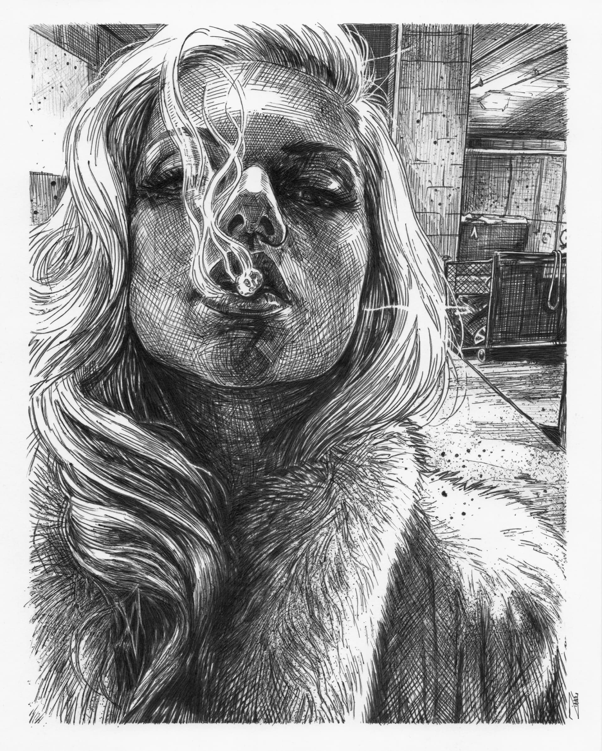 Portrait féminin à la cigarette