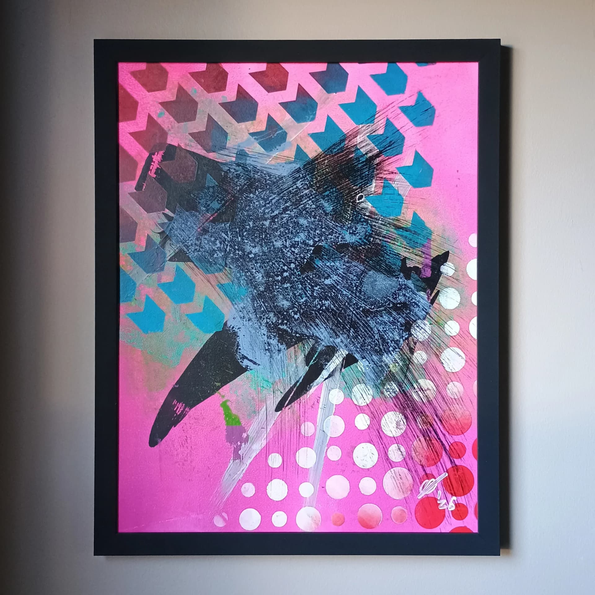 Corbeau sur ciel rose