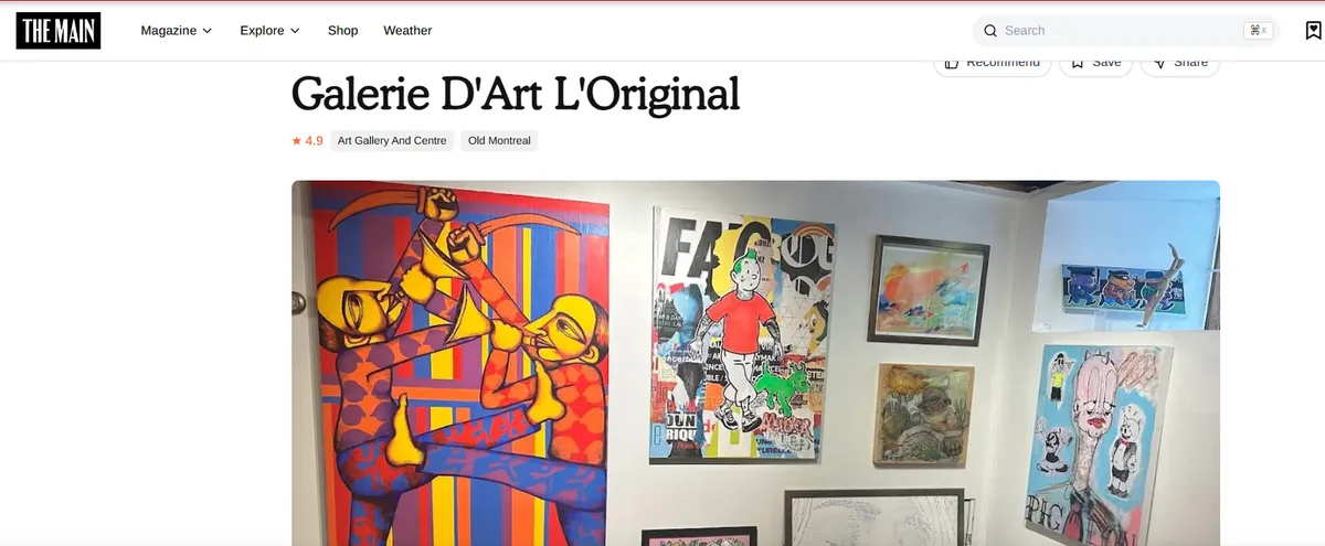 Fiche The Main sur la Galerie d'Art L'Original