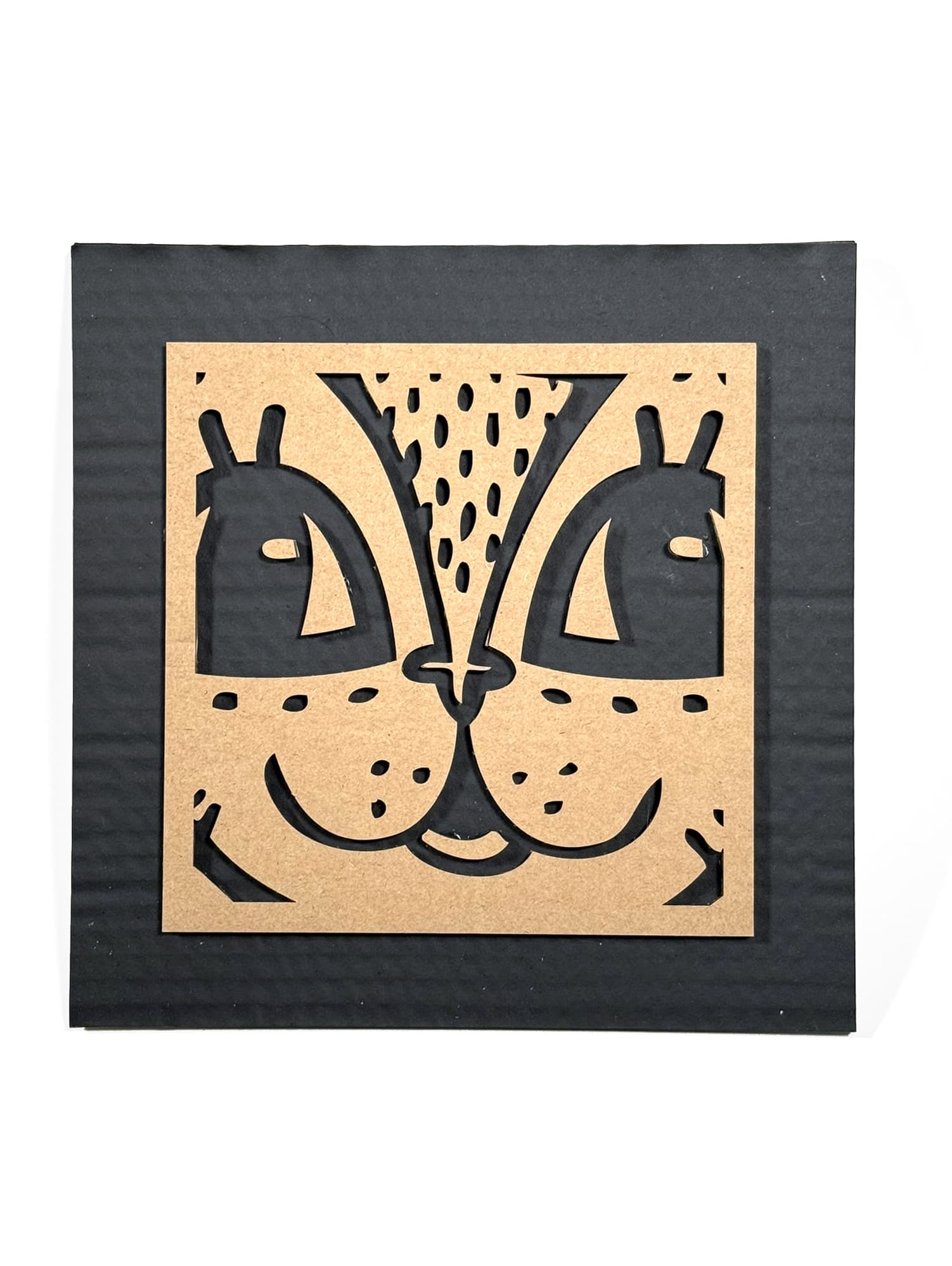 Chat Carré Carton Laser Kraft/Noir