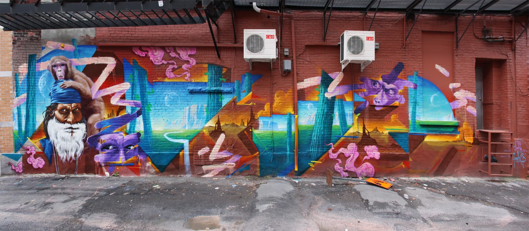Monk.e and Ankh One in a Mile End alley