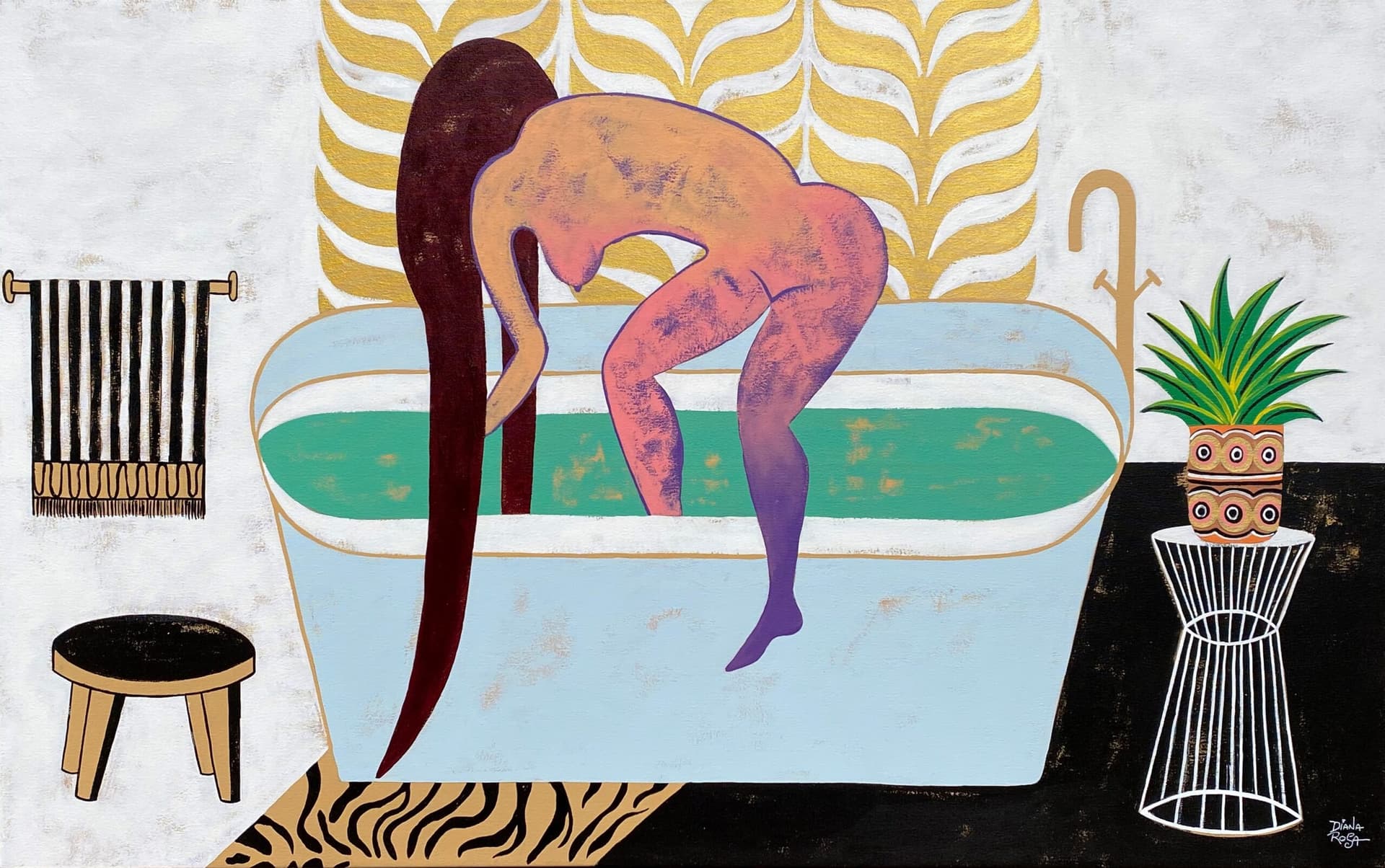 Elle prend un bain
