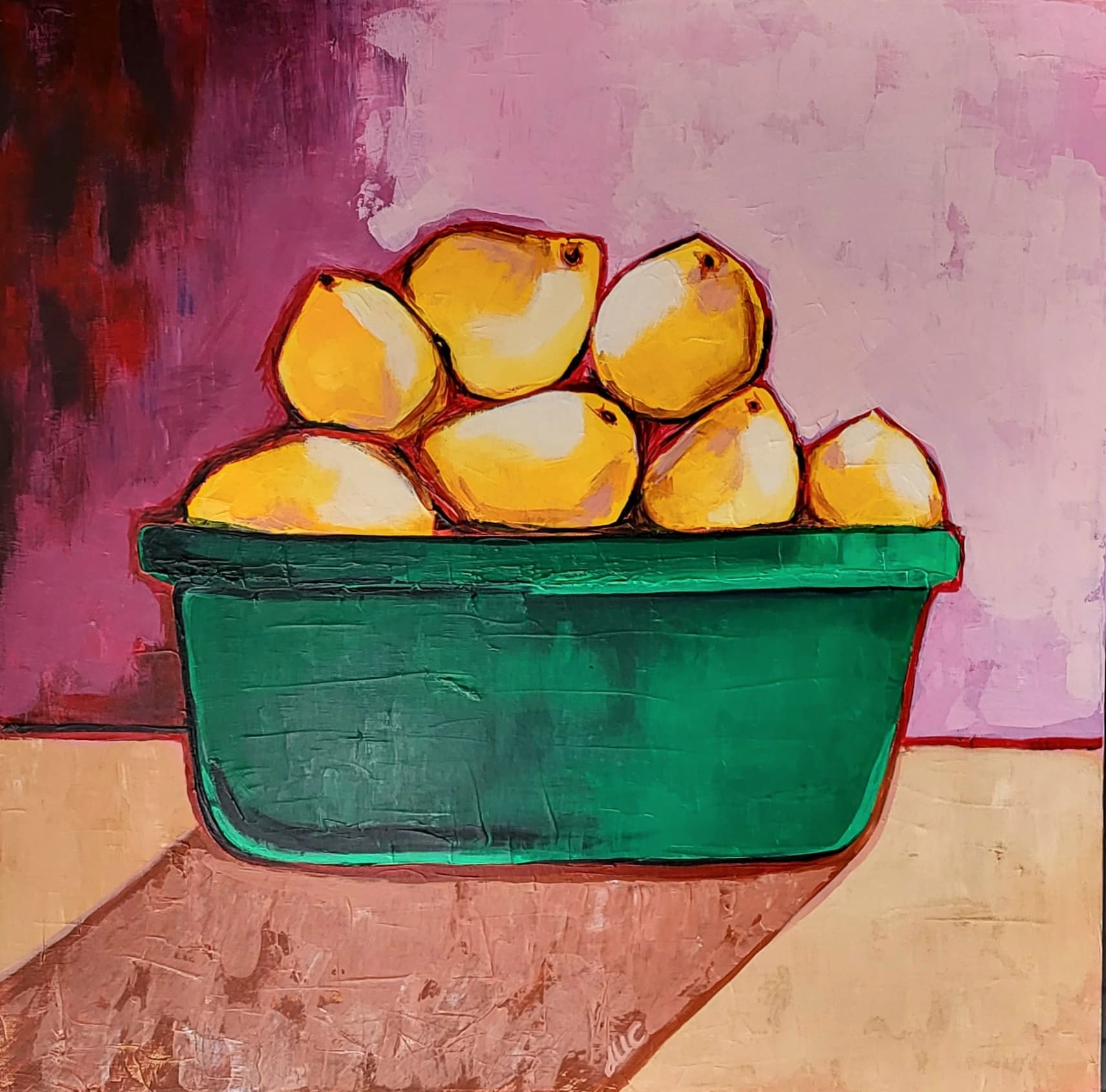 Lemons in a Green Bowl
