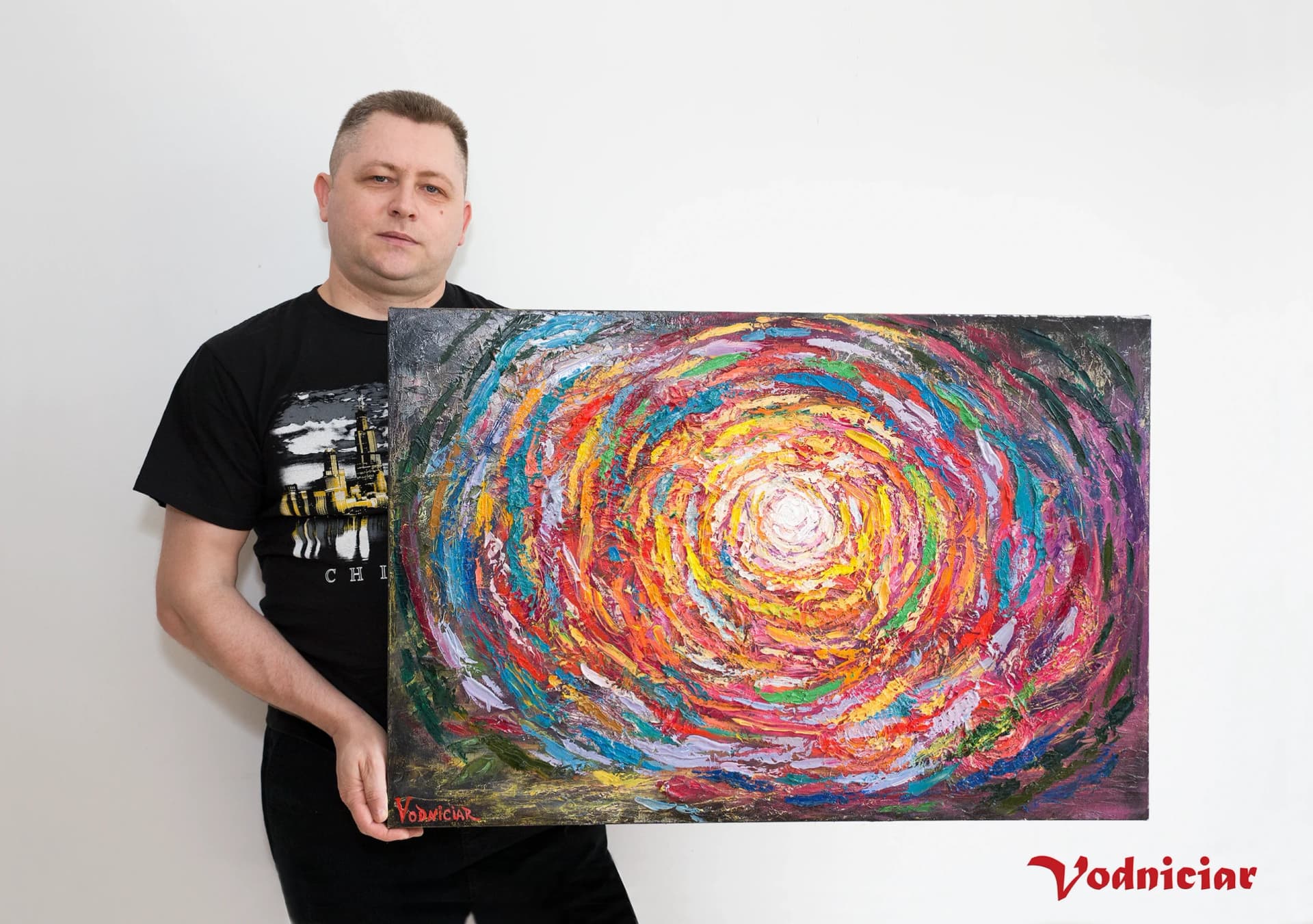 Artist-Vodniciar Vladimir Œuvre d'Art «Vortex Tourbillon» — 61x91cm huile sur toile 2021